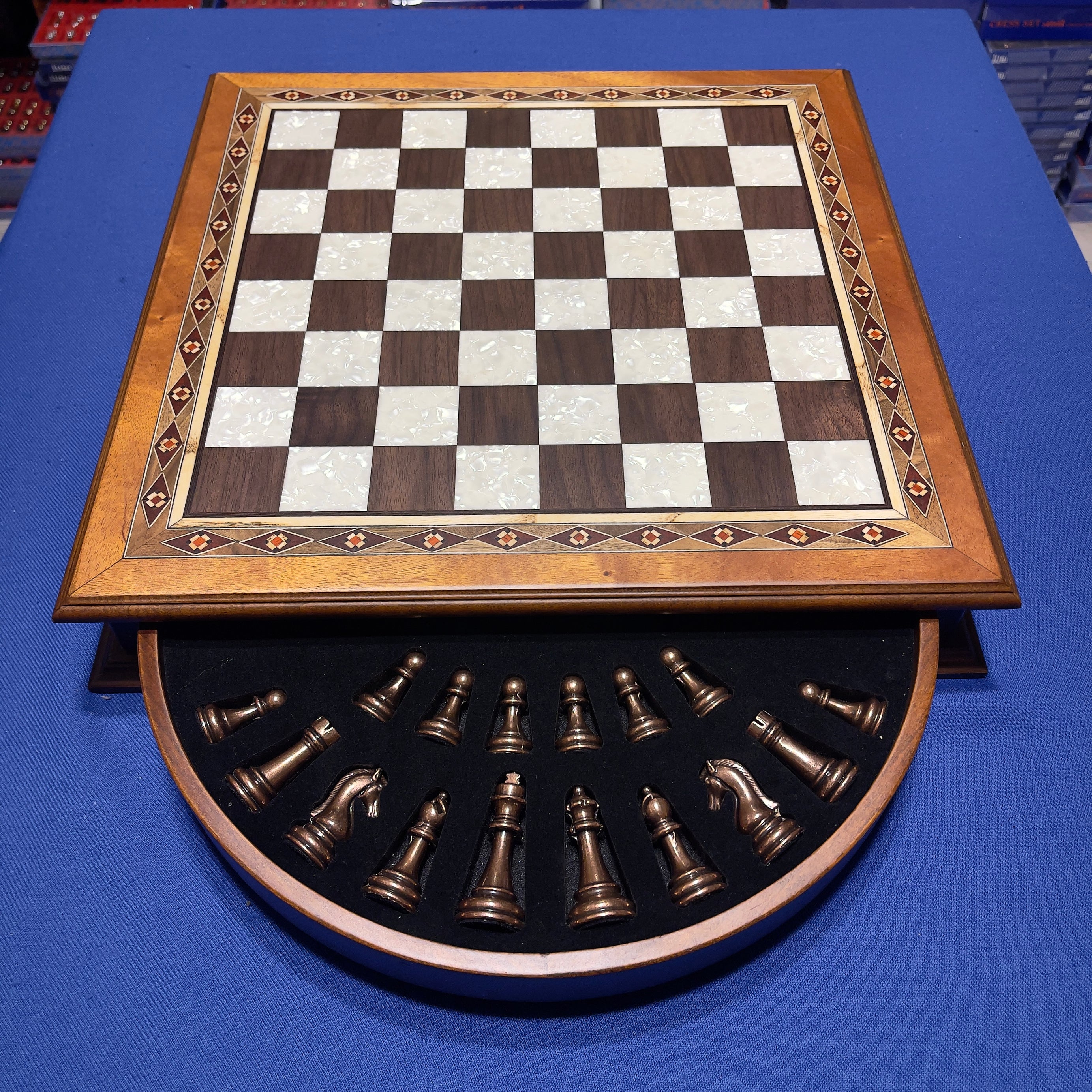 Personalized Wooden Chess Board with Special Storage Metal Theme Chess Pieces