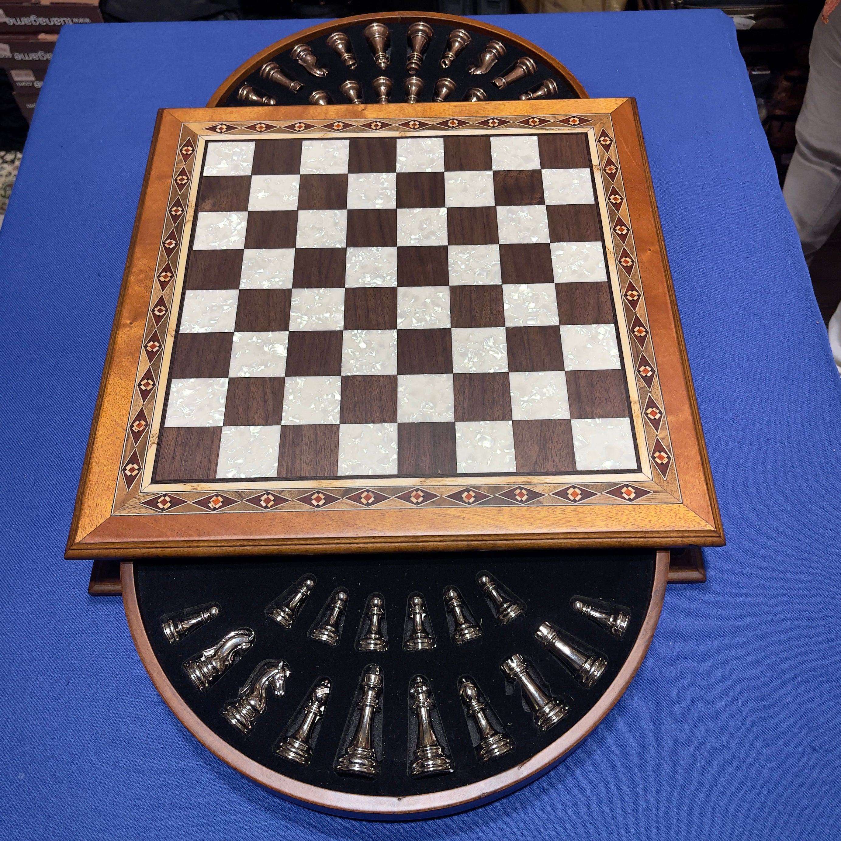 Personalized Wooden Chess Board with Special Storage Metal Theme Chess Pieces