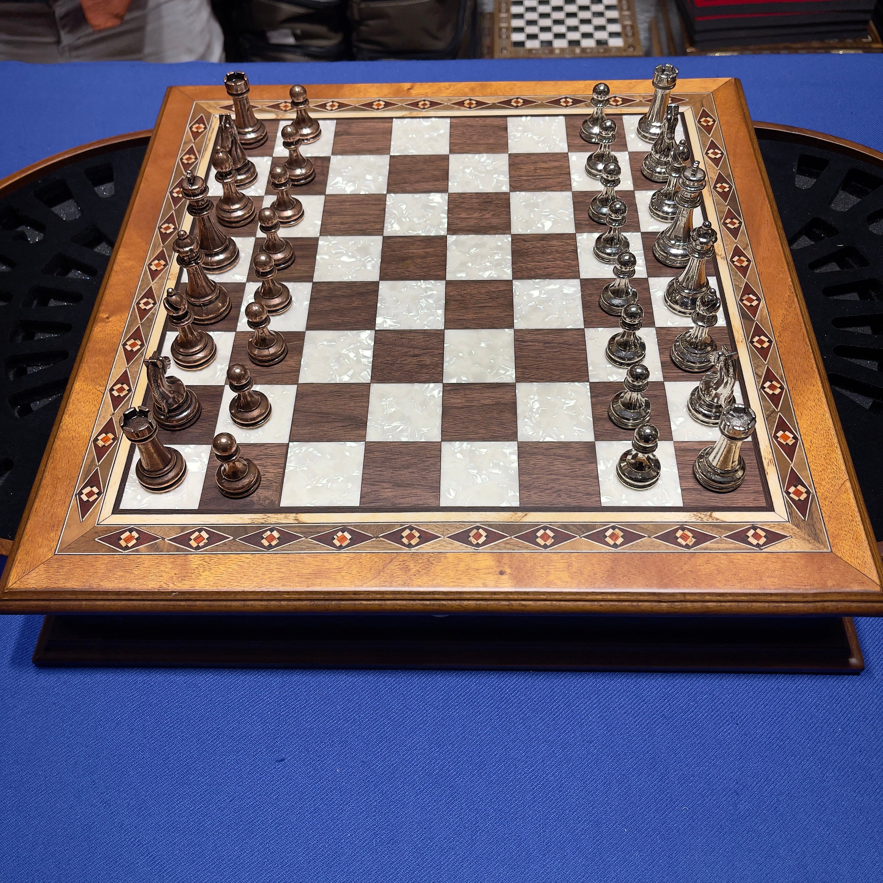 Personalized Wooden Chess Board with Special Storage Metal Theme Chess Pieces