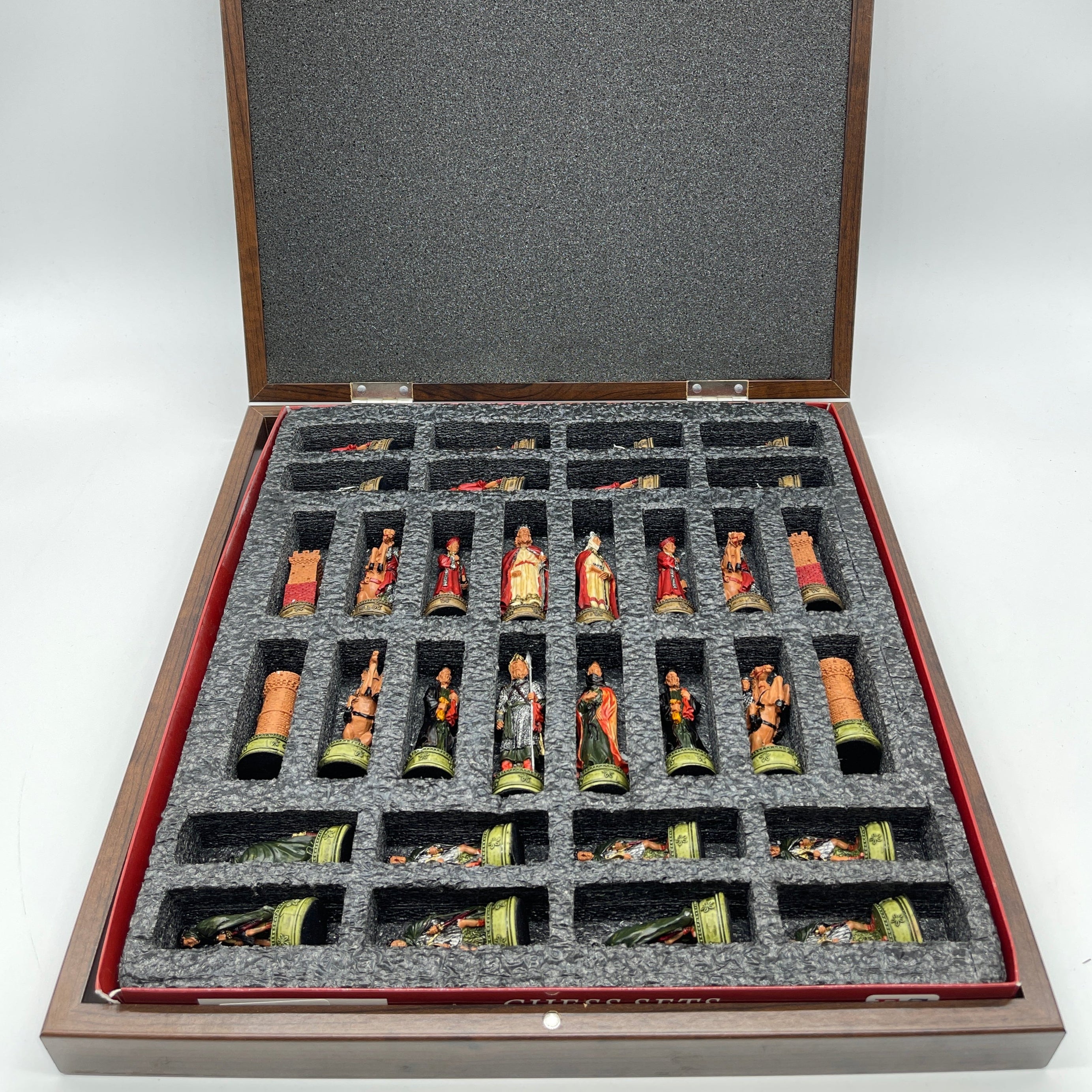 VIP Walnut Patterned Folding Chess Set With Camelot Polyester Chess Pieces