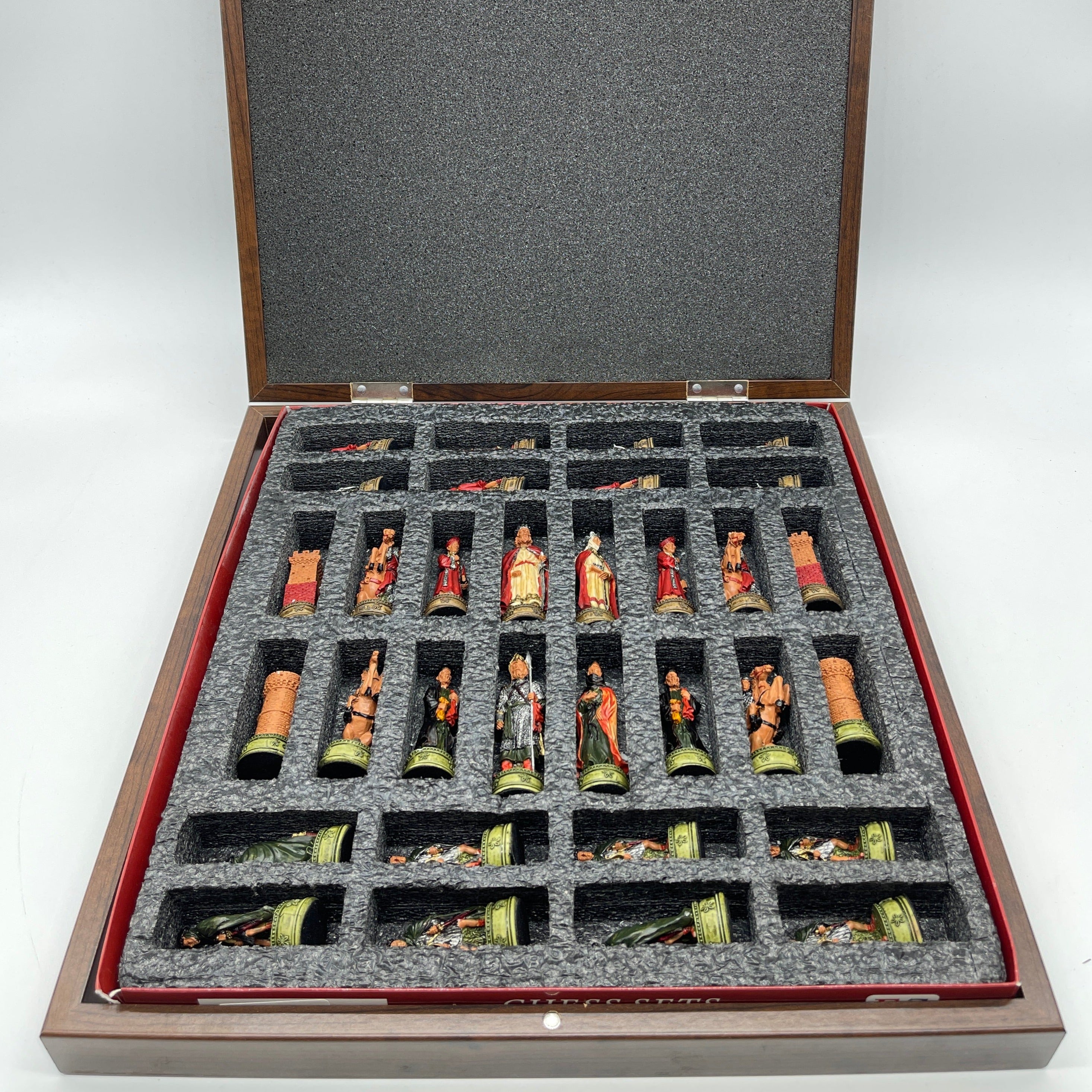 VIP Walnut Patterned Folding Chess Set With Camelot Polyester Chess Pieces