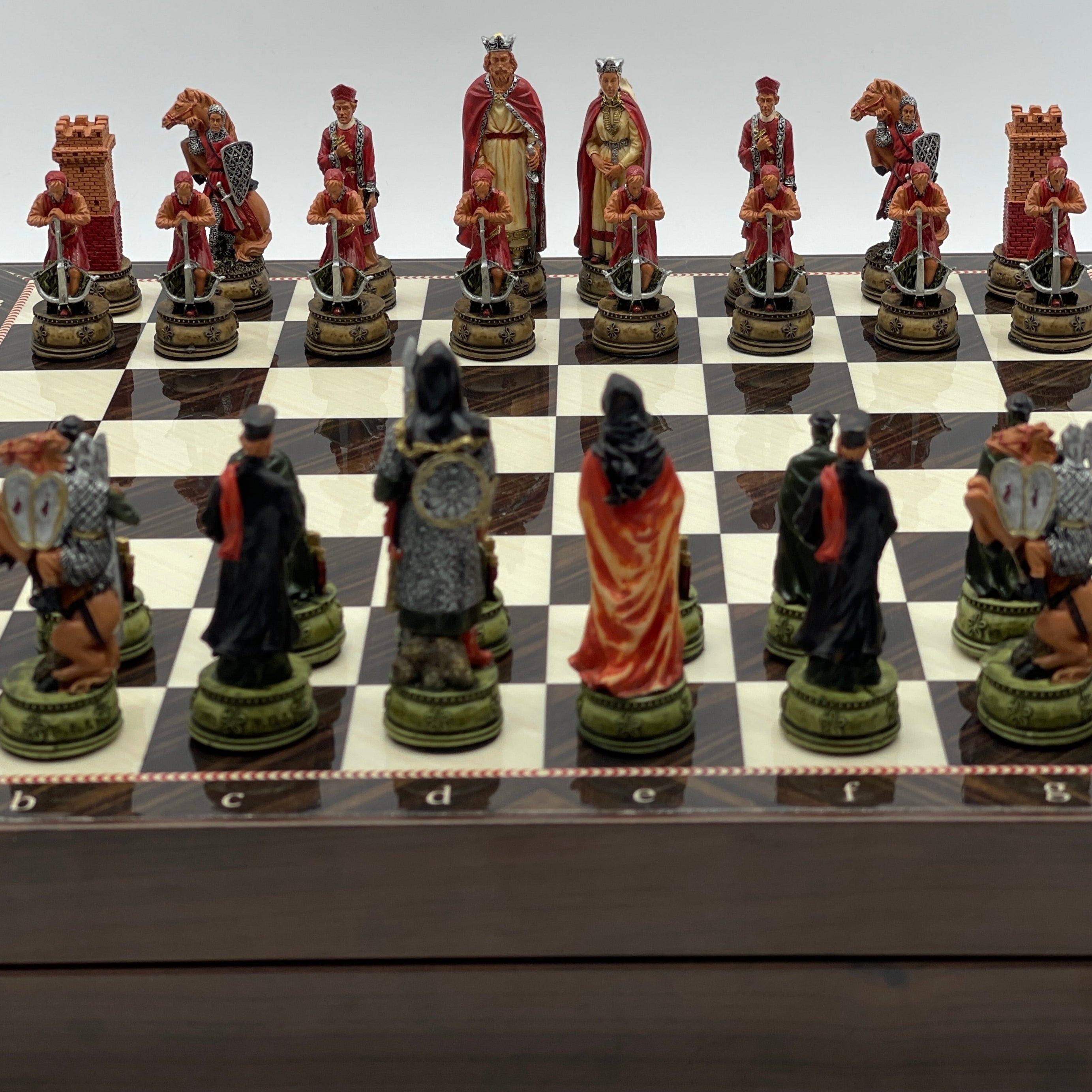 VIP Walnut Patterned Folding Chess Set With Camelot Polyester Chess Pieces