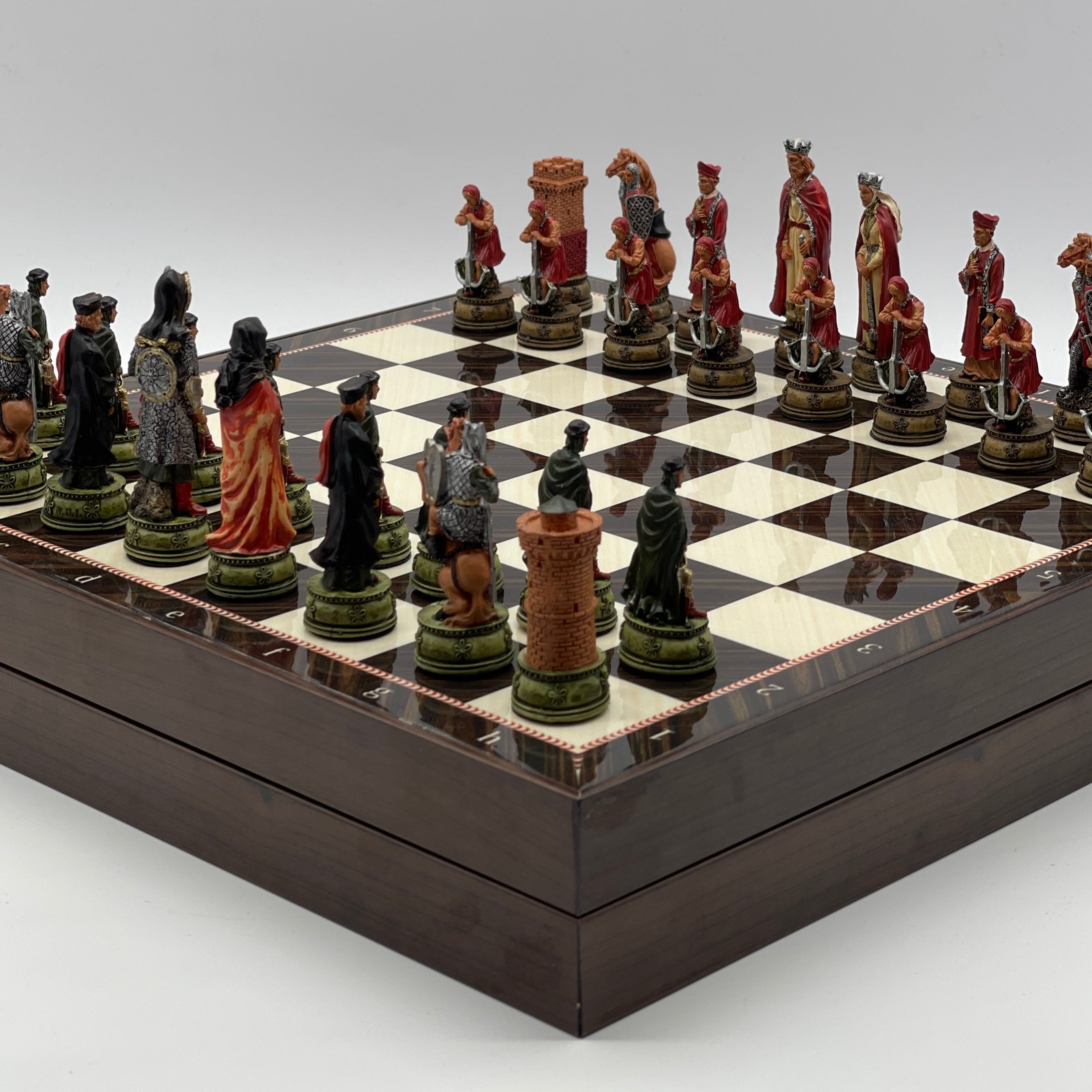 VIP Walnut Patterned Folding Chess Set With Camelot Polyester Chess Pieces