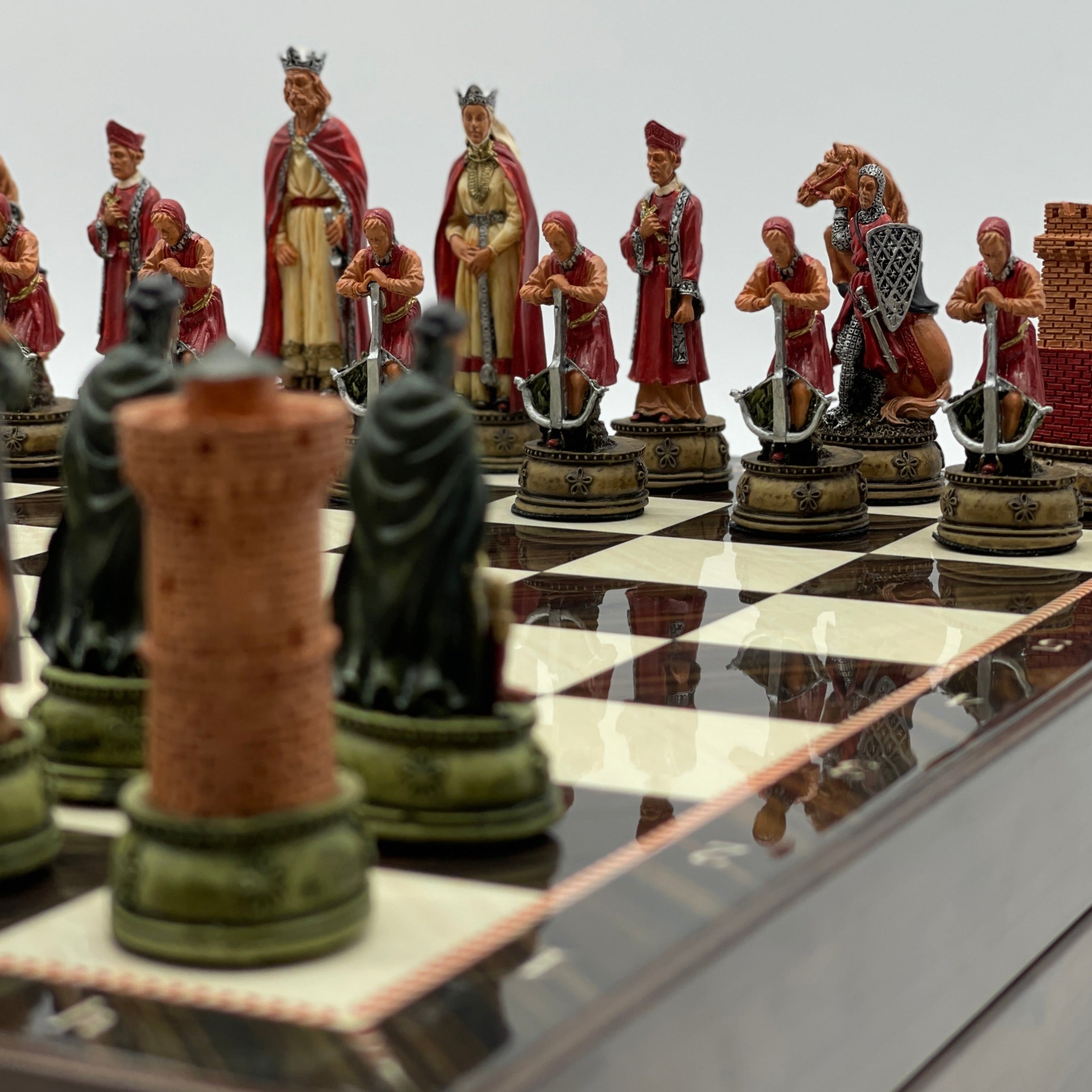 VIP Walnut Patterned Folding Chess Set With Camelot Polyester Chess Pieces