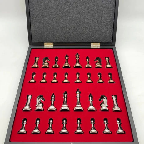 VIP Personalized Marble Patterned Chess Set With Metal Chess Pieces Figures