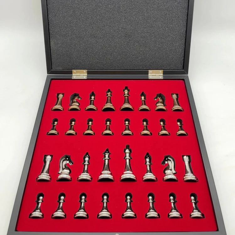 VIP Personalized Marble Patterned Chess Set With Metal Chess Pieces Figures