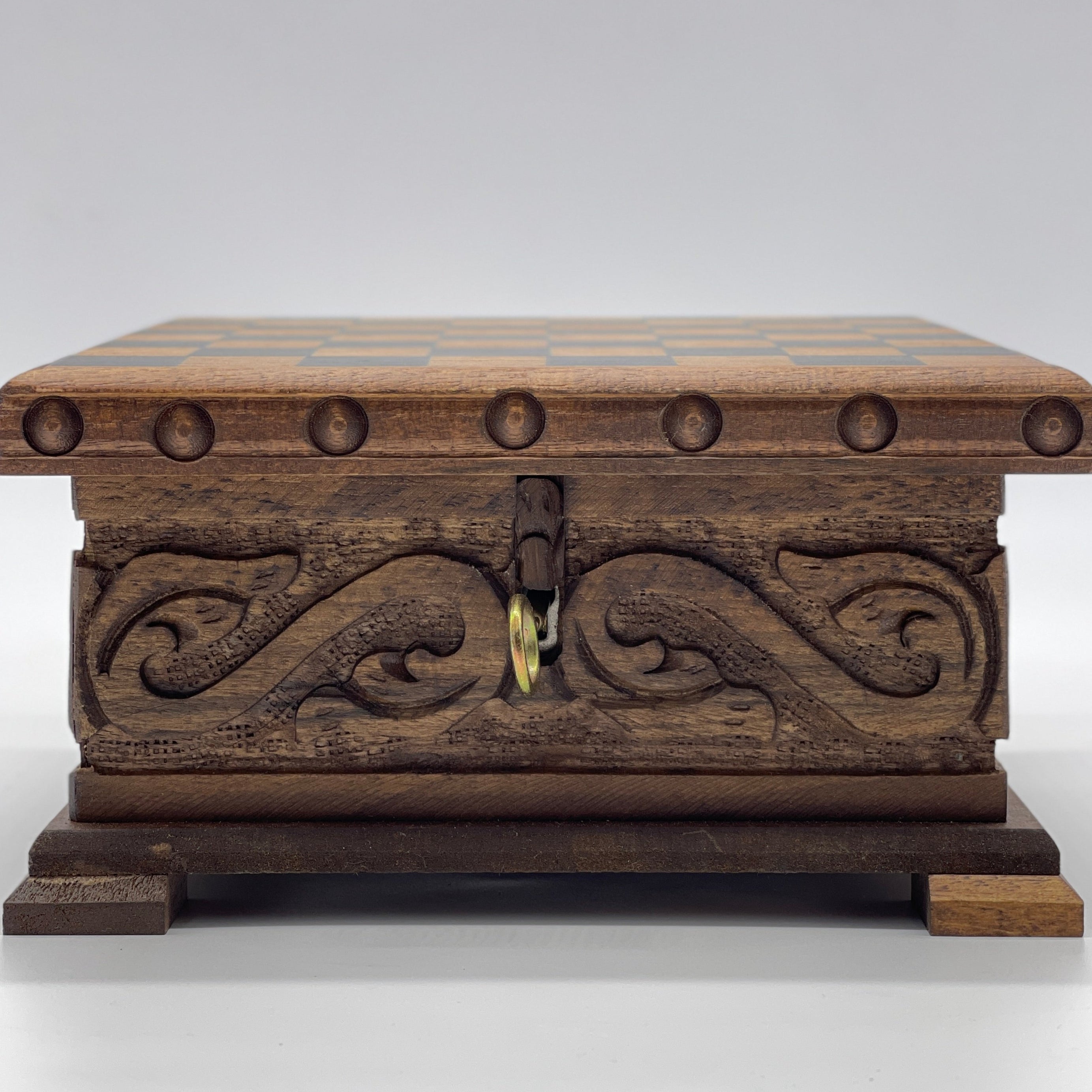 Personalized Boxed Puzzle Chess Set With Hidden Compartment With Chess Board