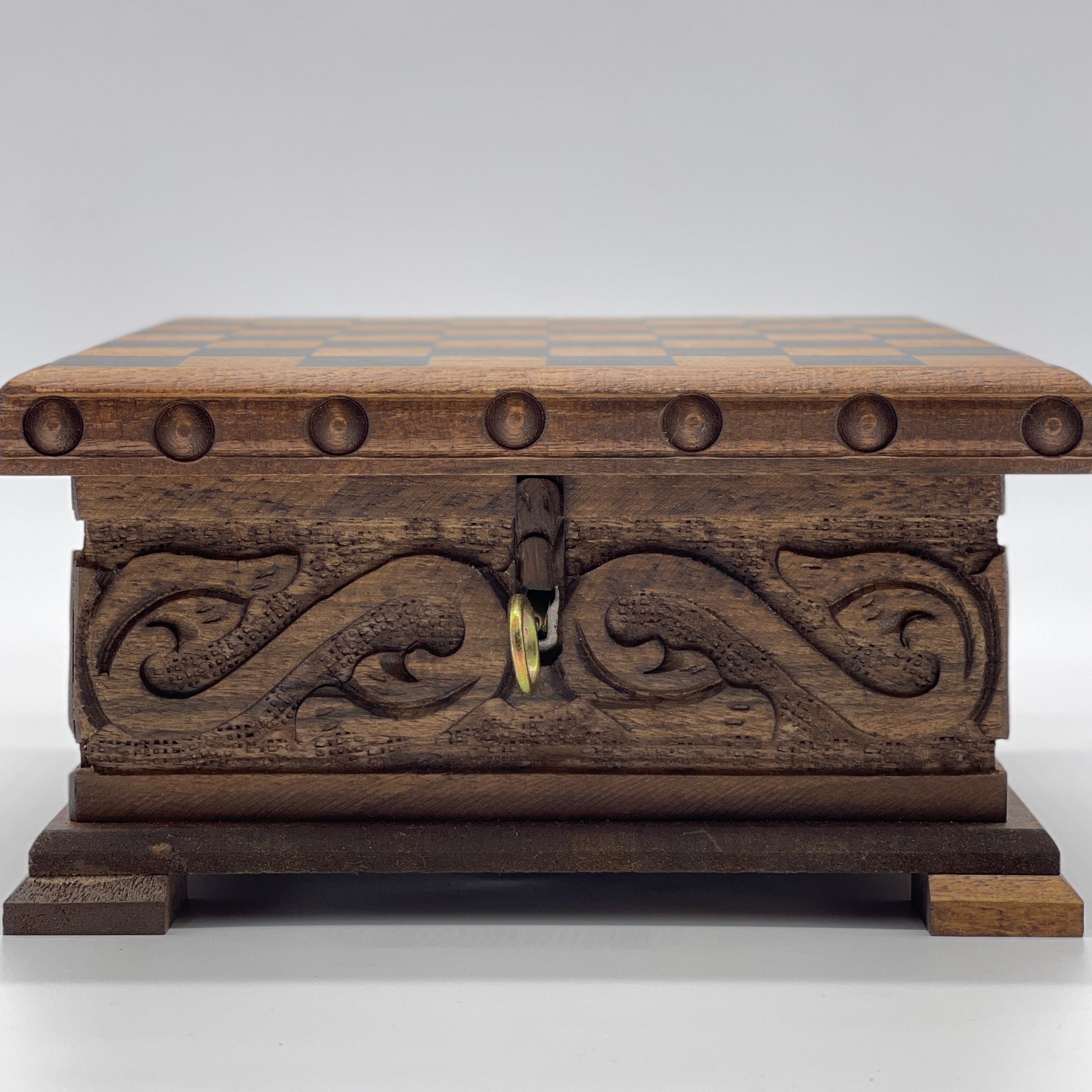 Personalized Boxed Puzzle Chess Set With Hidden Compartment With Chess Board