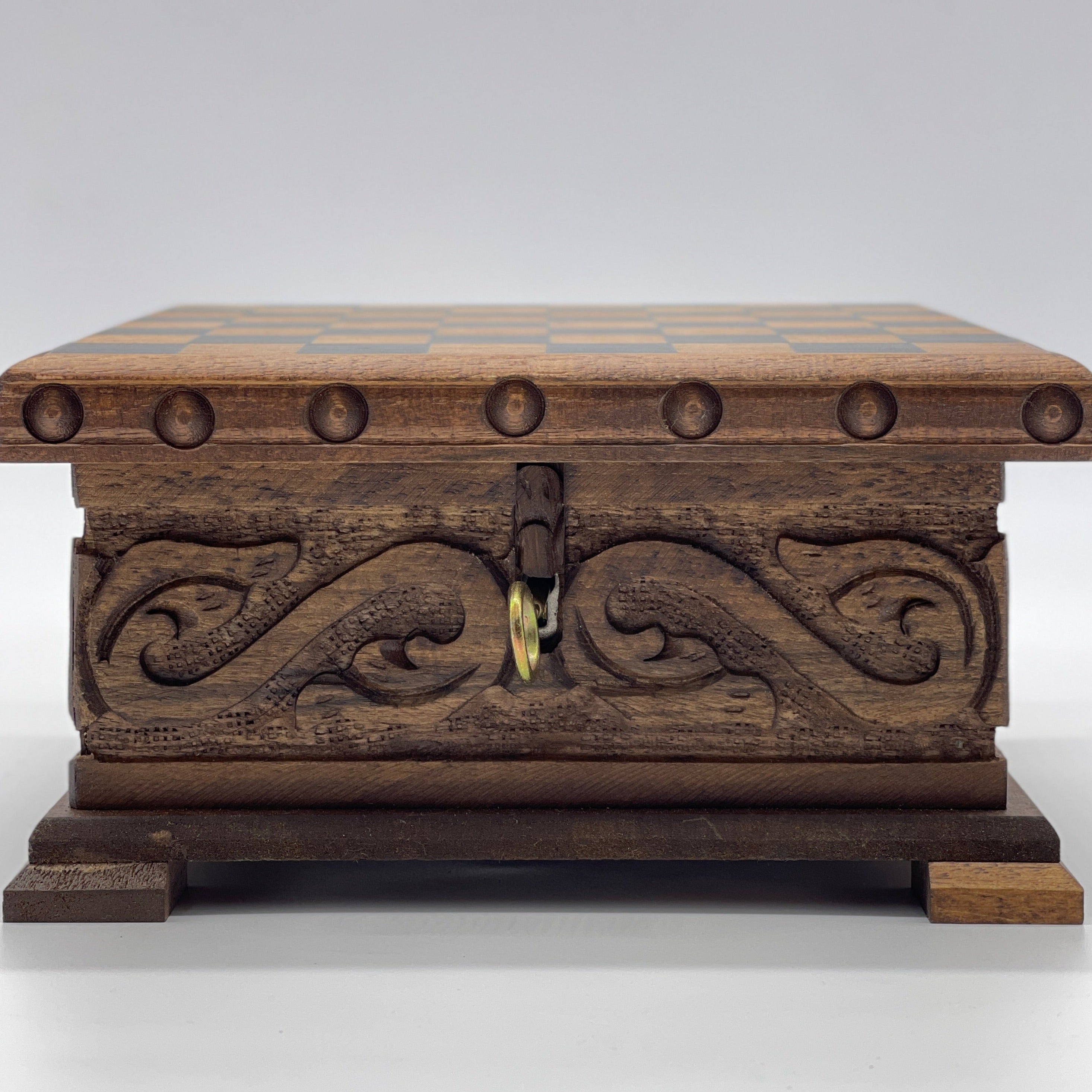 Personalized Boxed Puzzle Chess Set With Hidden Compartment With Chess Board