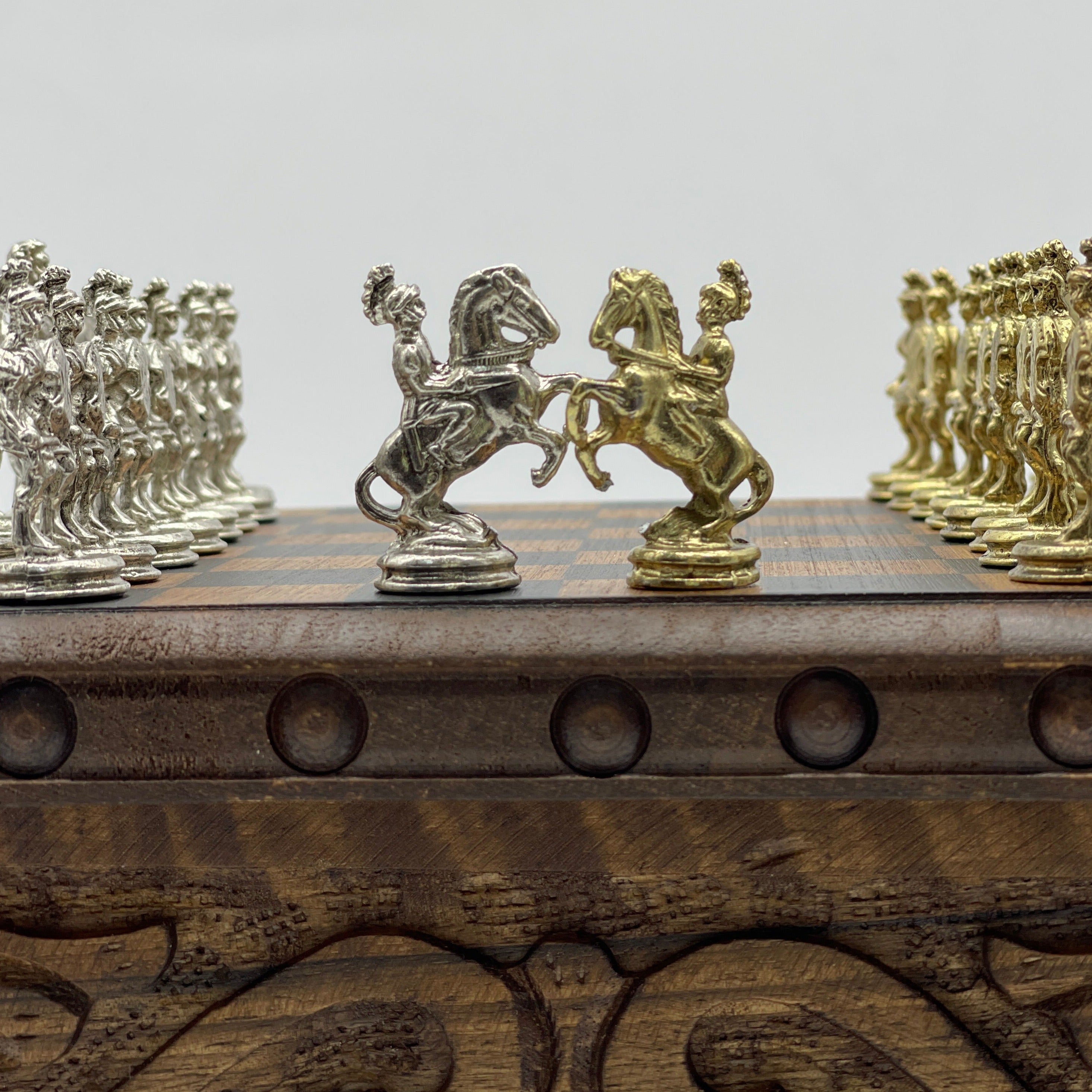 Personalized Boxed Puzzle Chess Set With Hidden Compartment With Chess Board