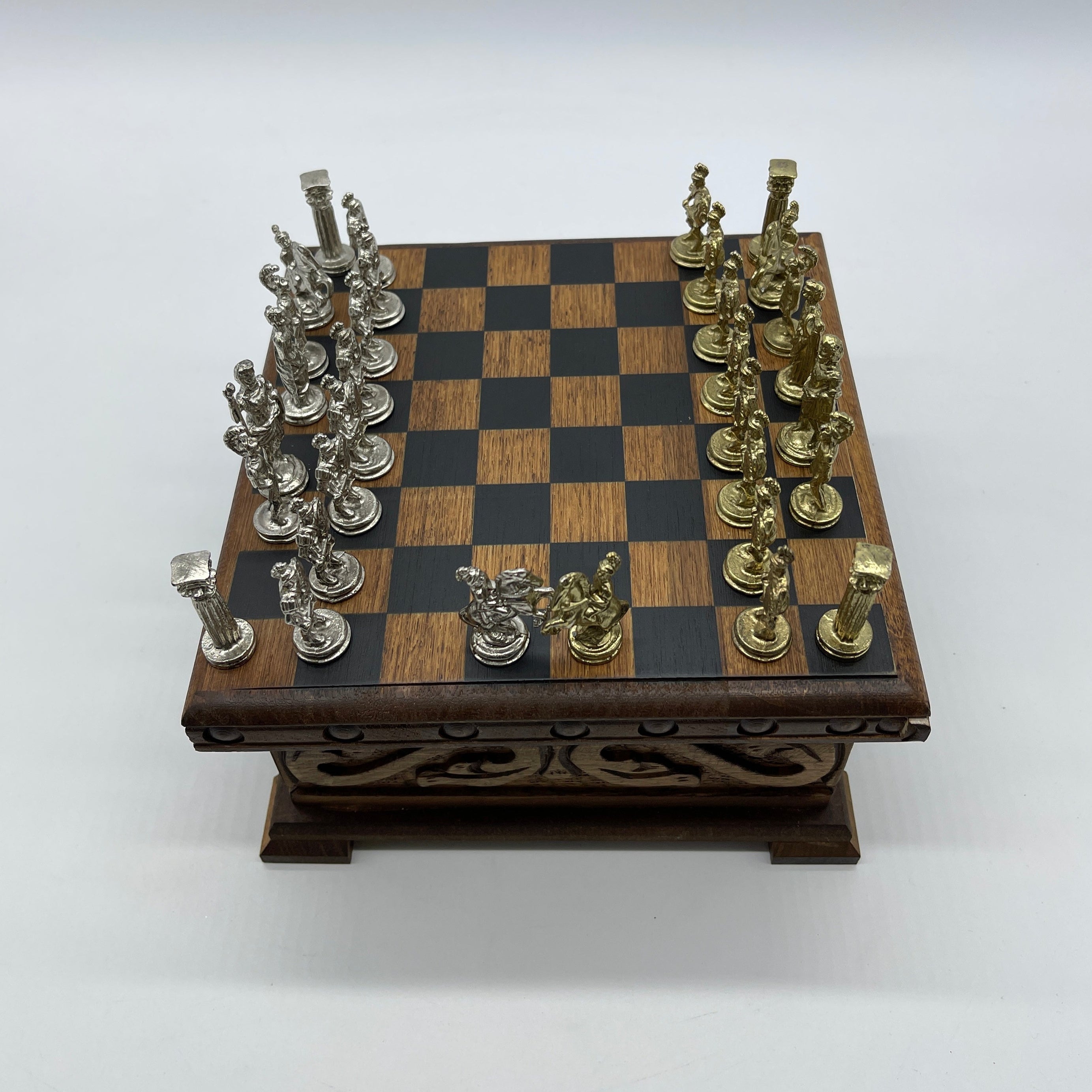 Personalized Boxed Puzzle Chess Set With Hidden Compartment With Chess Board
