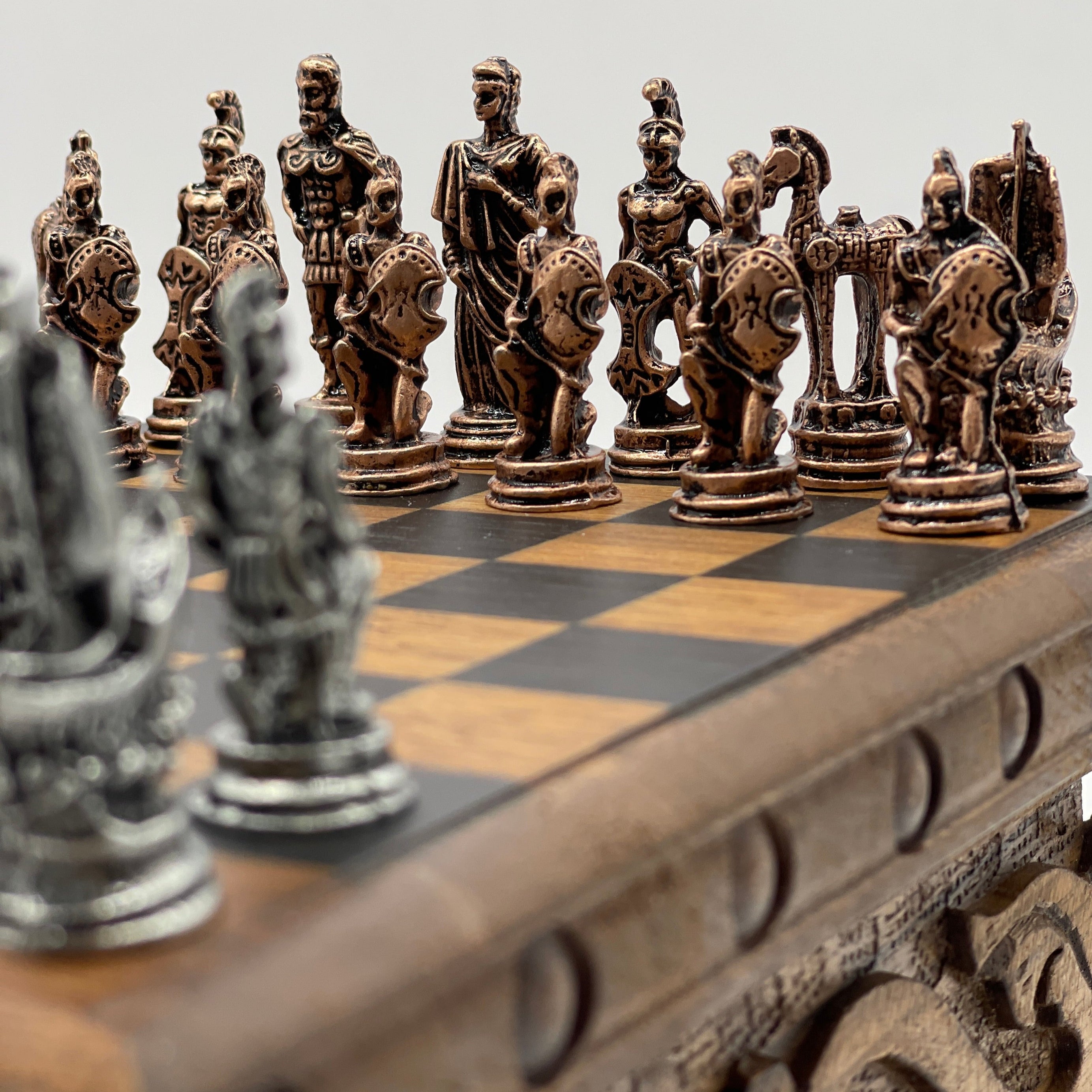 Personalized Boxed Puzzle Chess Set With Hidden Compartment With Chess Board