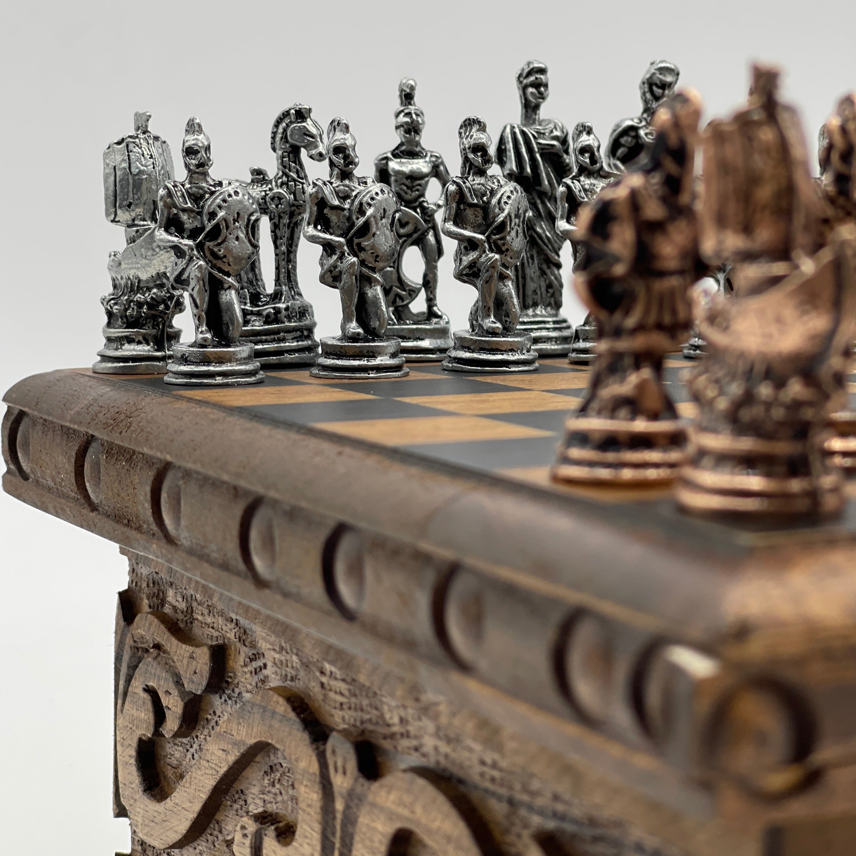 Personalized Boxed Puzzle Chess Set With Hidden Compartment With Chess Board