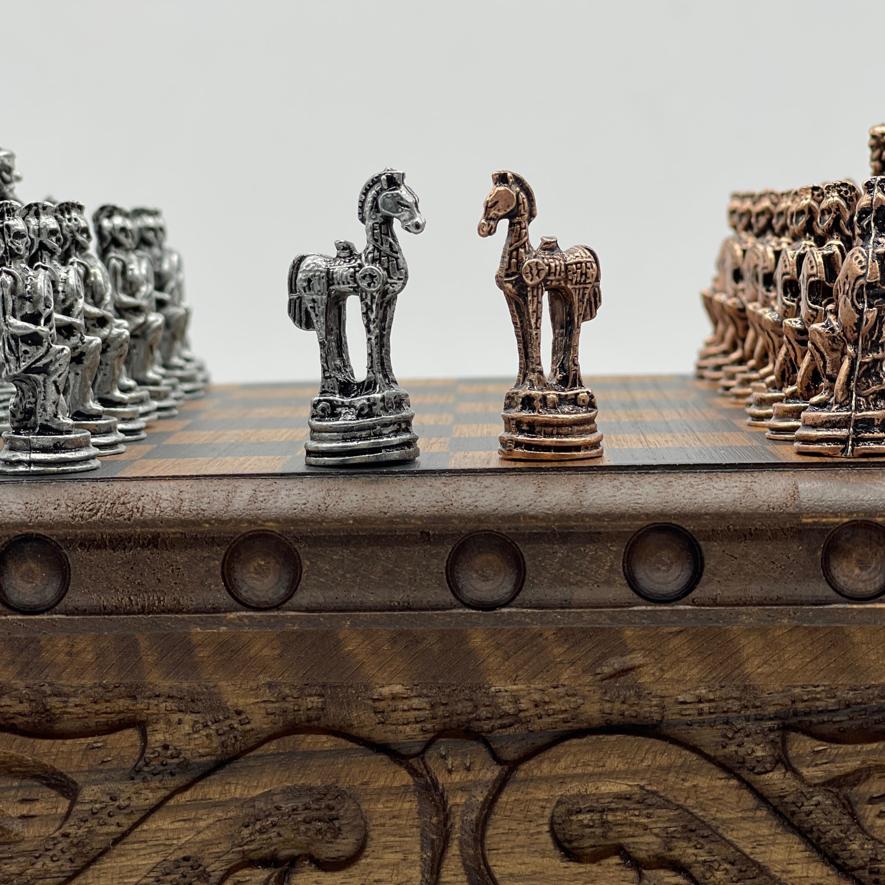 Personalized Boxed Puzzle Chess Set With Hidden Compartment With Chess Board