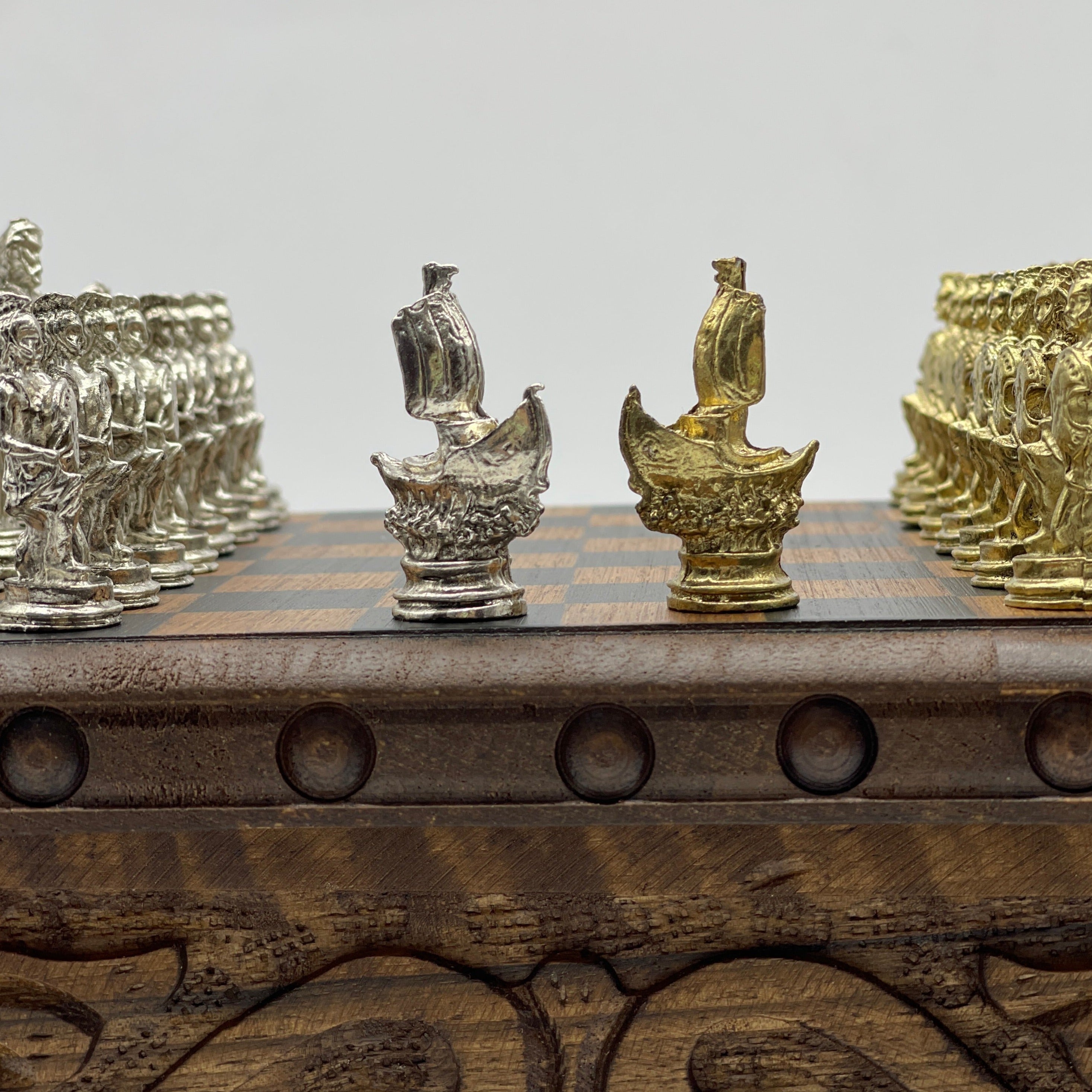 Personalized Boxed Puzzle Chess Set With Hidden Compartment With Chess Board