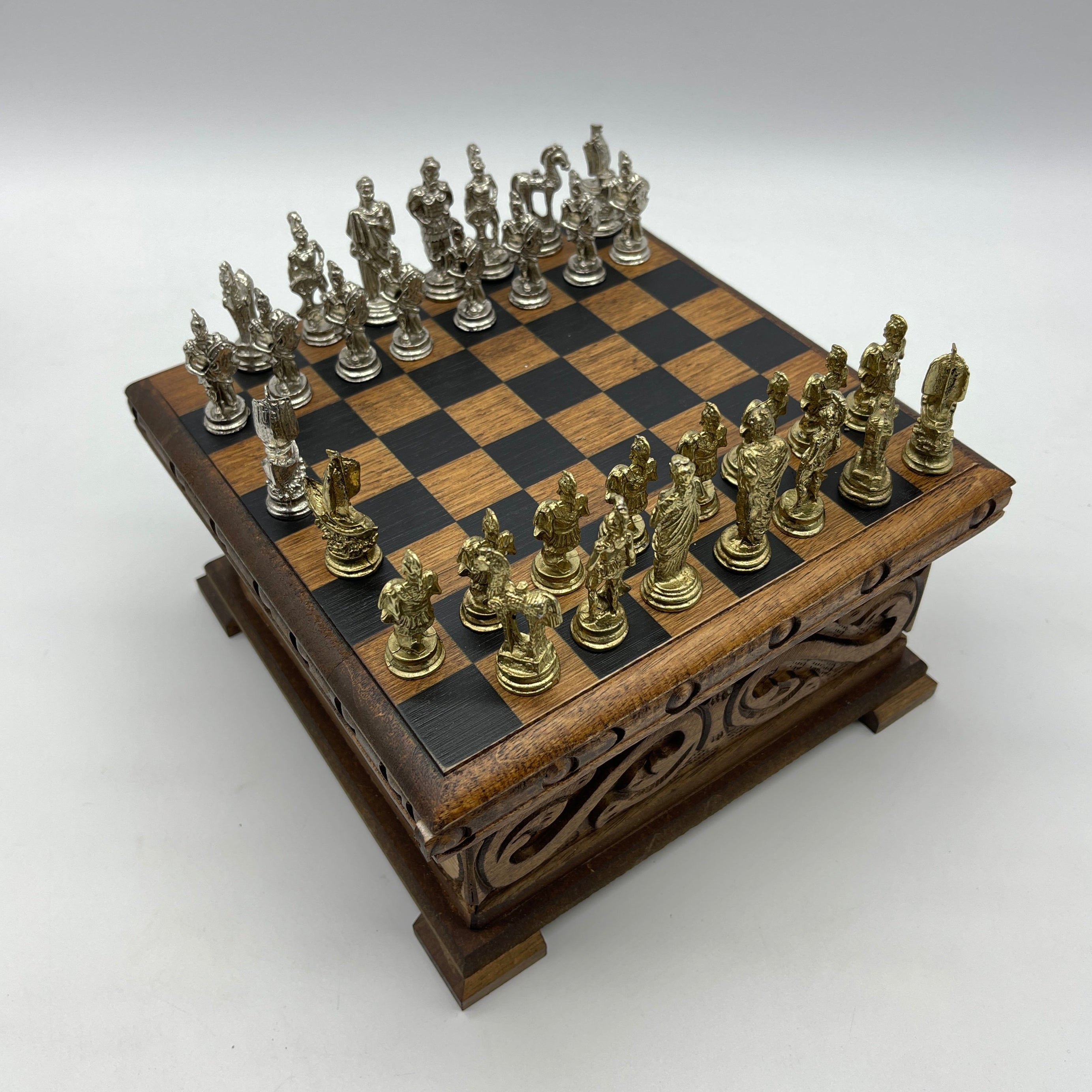 Personalized Boxed Puzzle Chess Set With Hidden Compartment With Chess Board