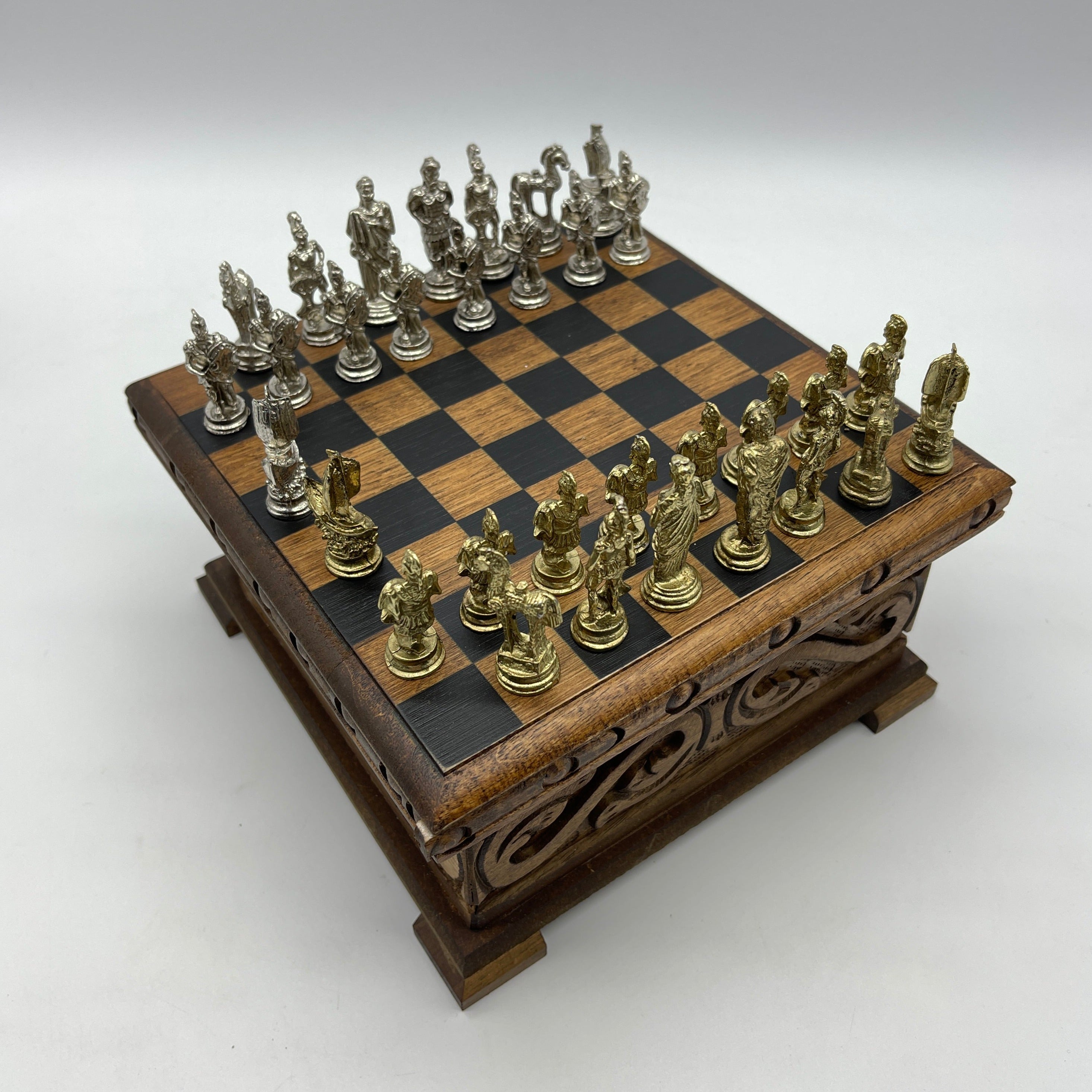 Personalized Boxed Puzzle Chess Set With Hidden Compartment With Chess Board