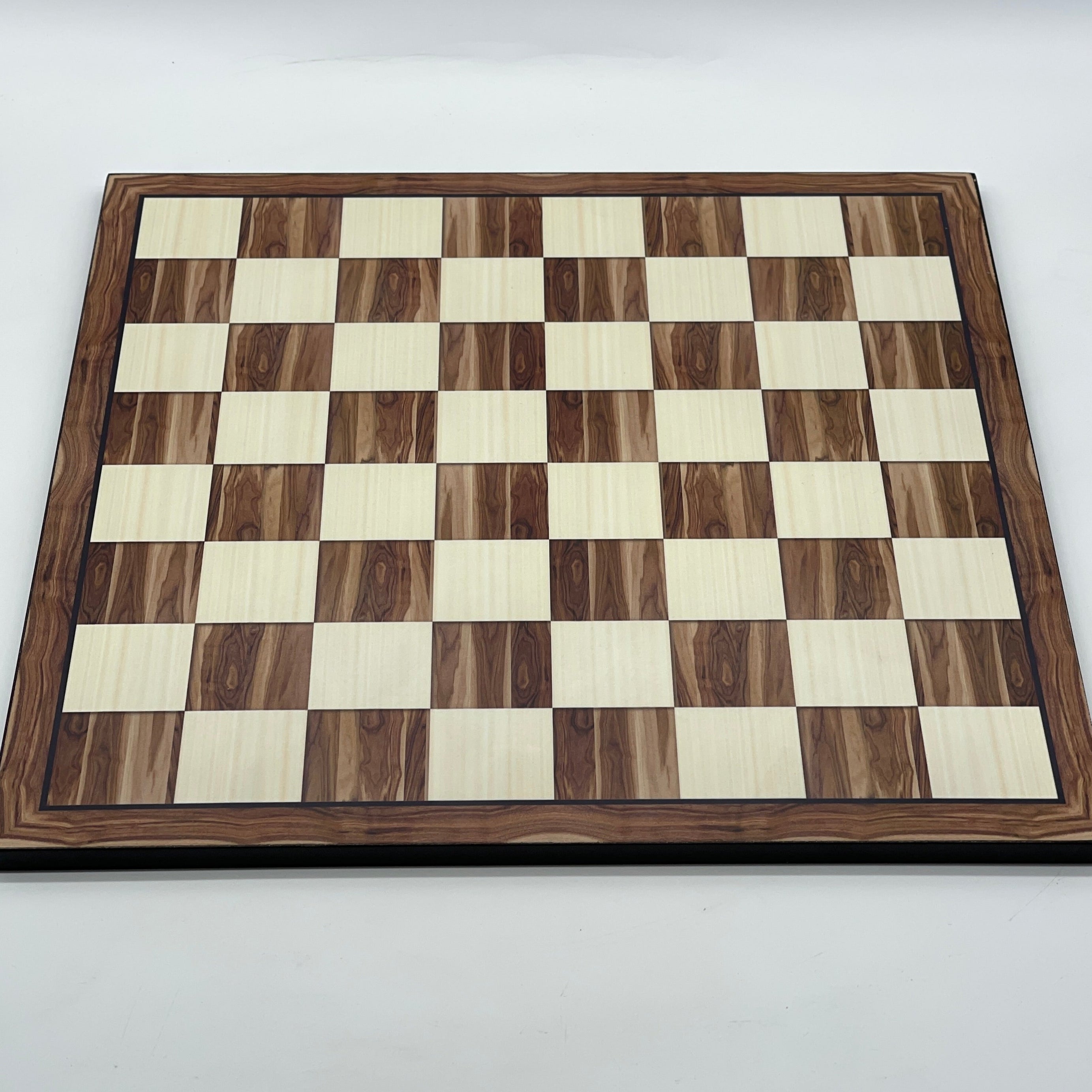 Large Brown Marble Pattern Chess Board With Trojan Polyester Chess Pieces