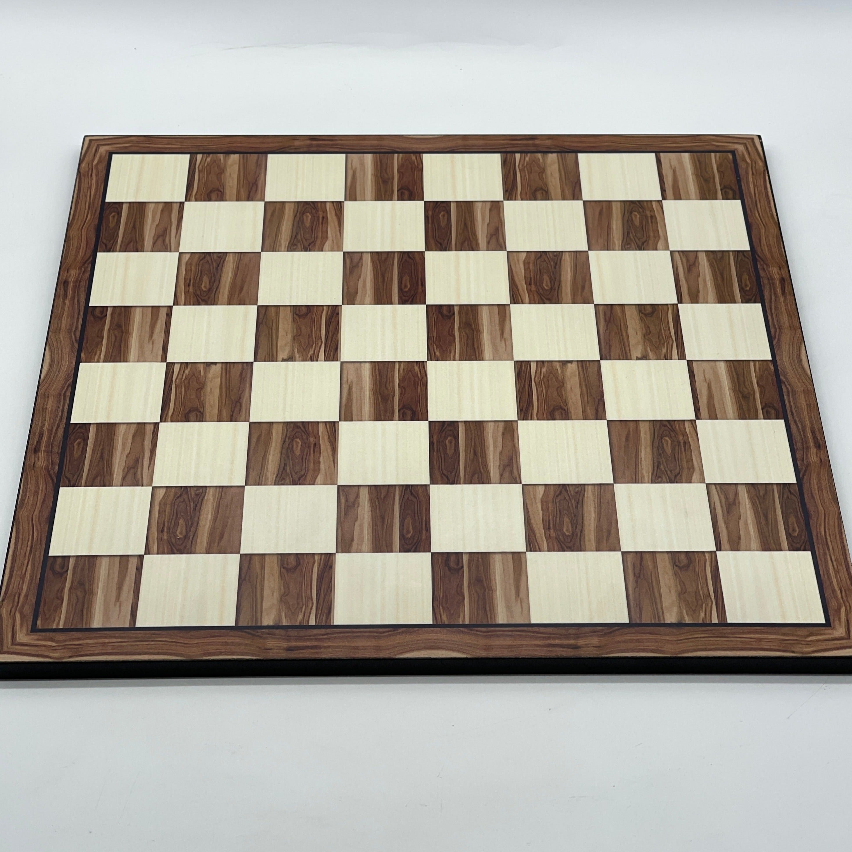 Large Brown Marble Pattern Chess Board With Trojan Polyester Chess Pieces