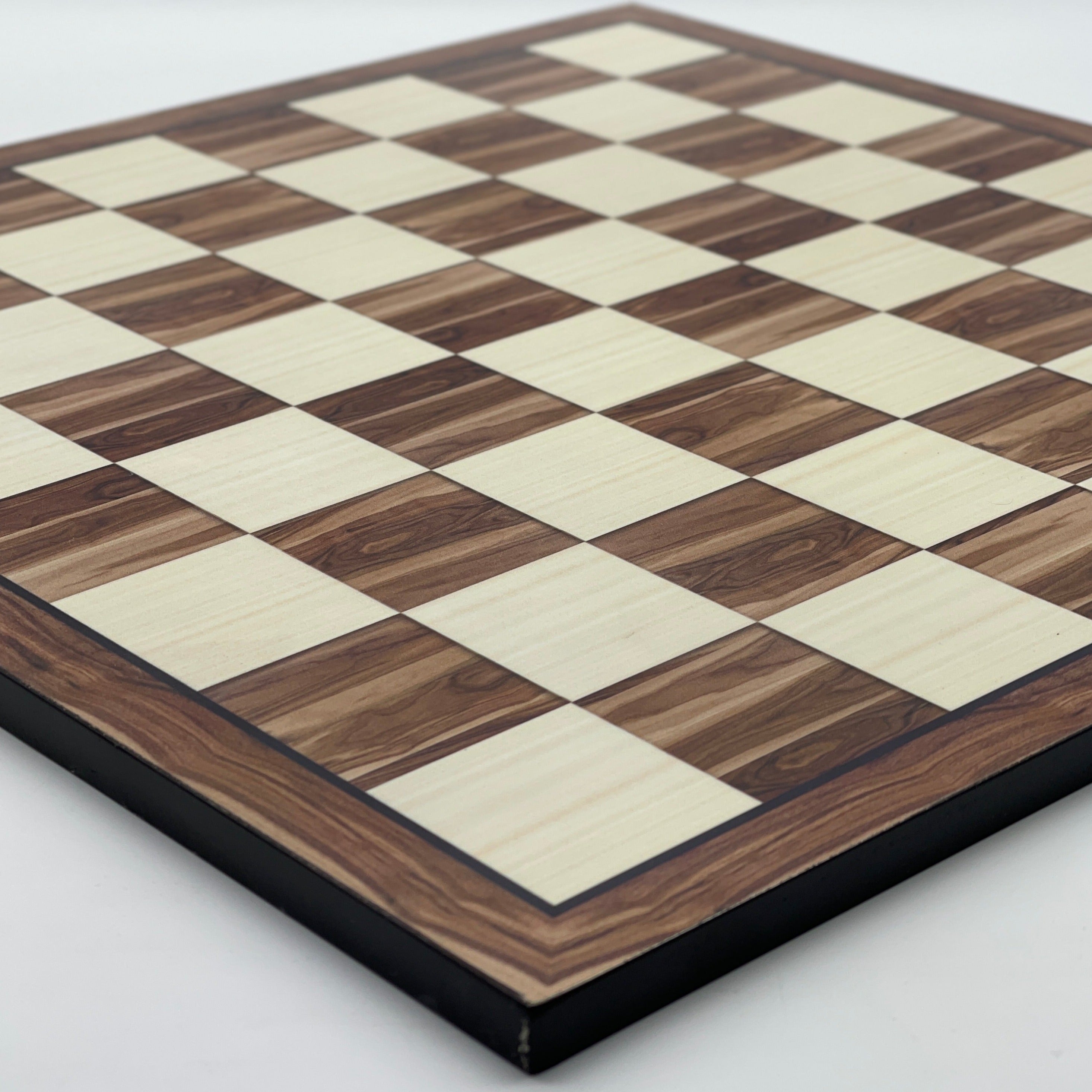 Large Brown Marble Pattern Chess Board With Trojan Polyester Chess Pieces