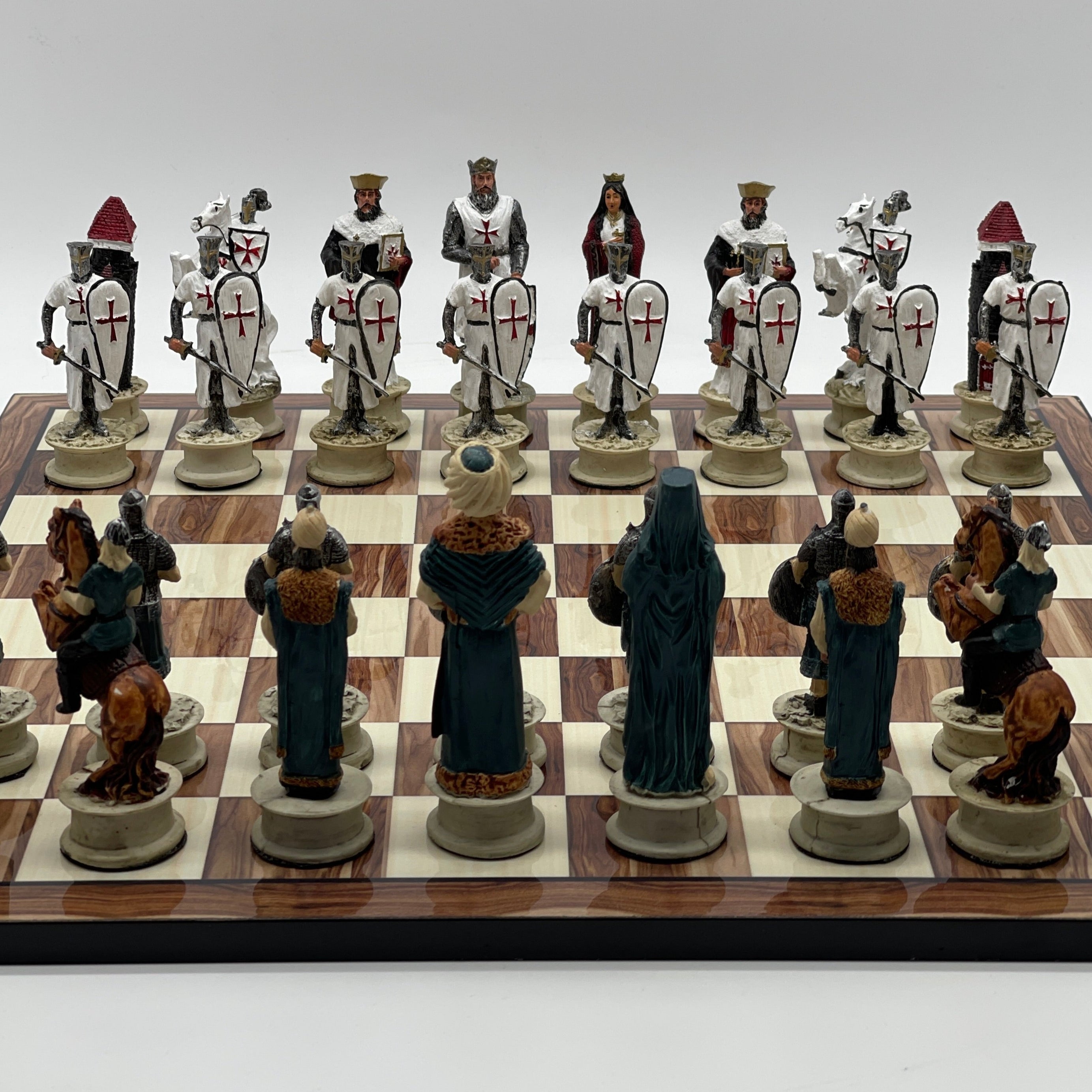 Large Brown Marble Pattern Chess Board With Polyester Chess Pieces
