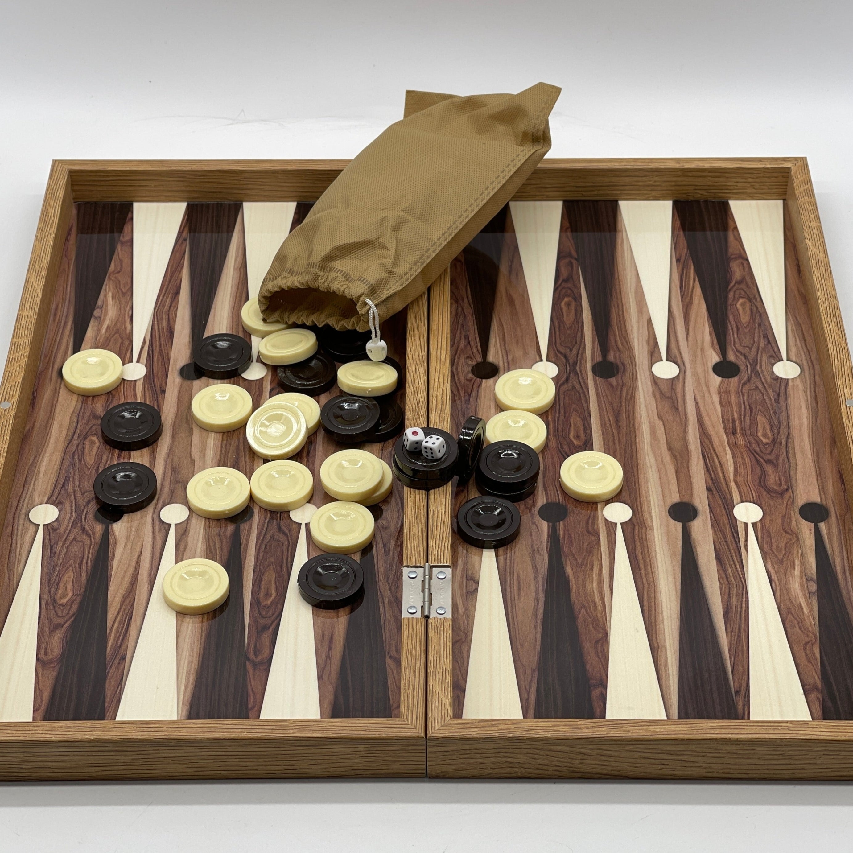 Handmade Brown Pattern Backgammon Set And Polyester Egyptian Chess Pieces