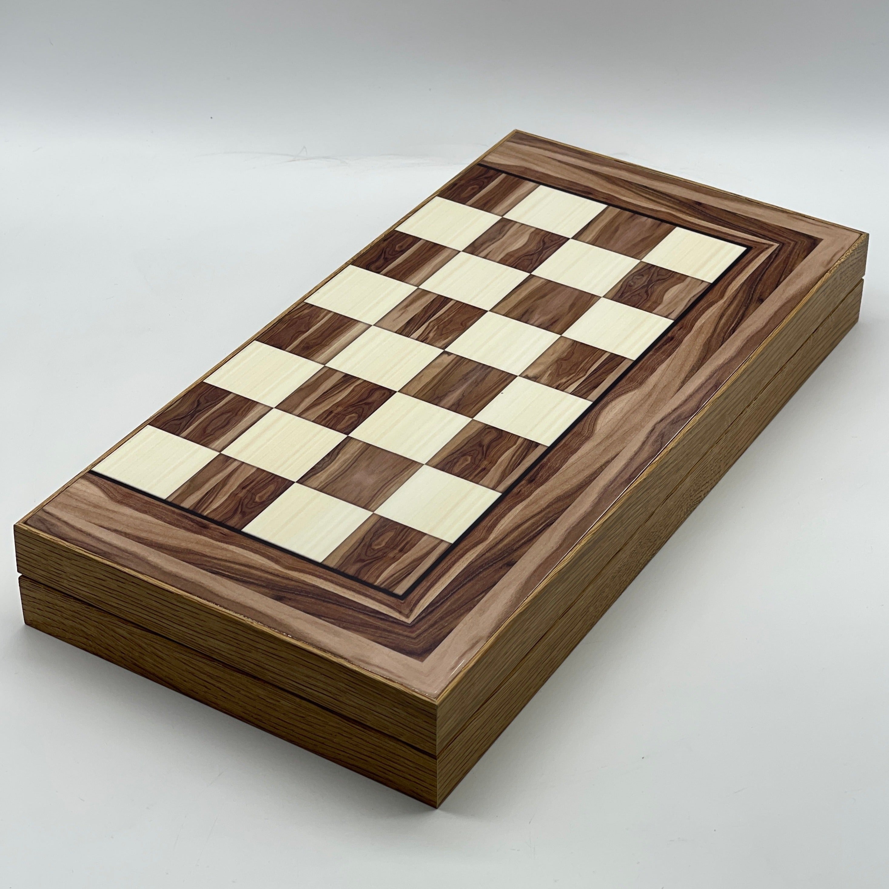 Handmade Brown Pattern Backgammon Set And Polyester Crusaders Chess Pieces