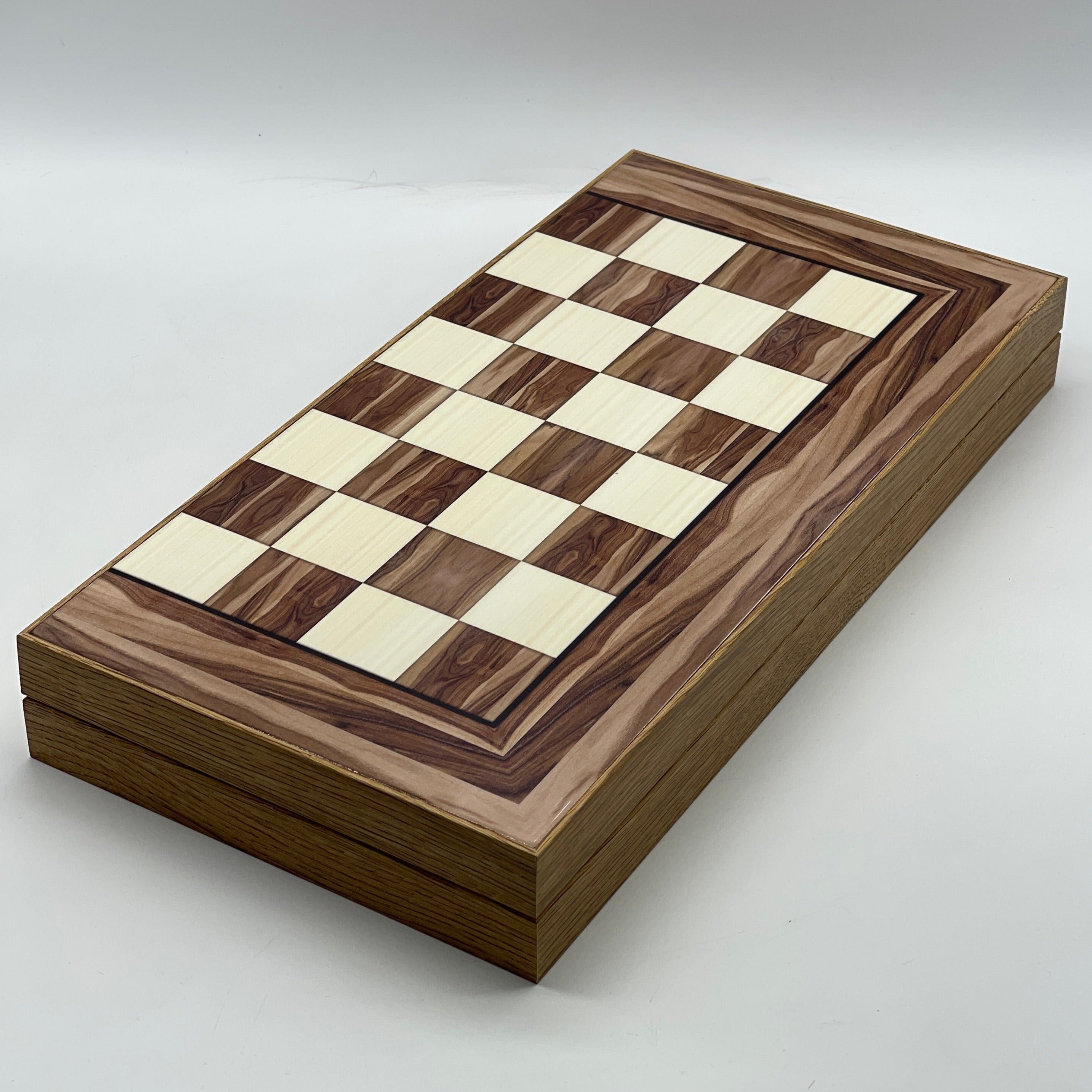 Handmade Brown Pattern Backgammon Set And Polyester Camelot Chess Pieces