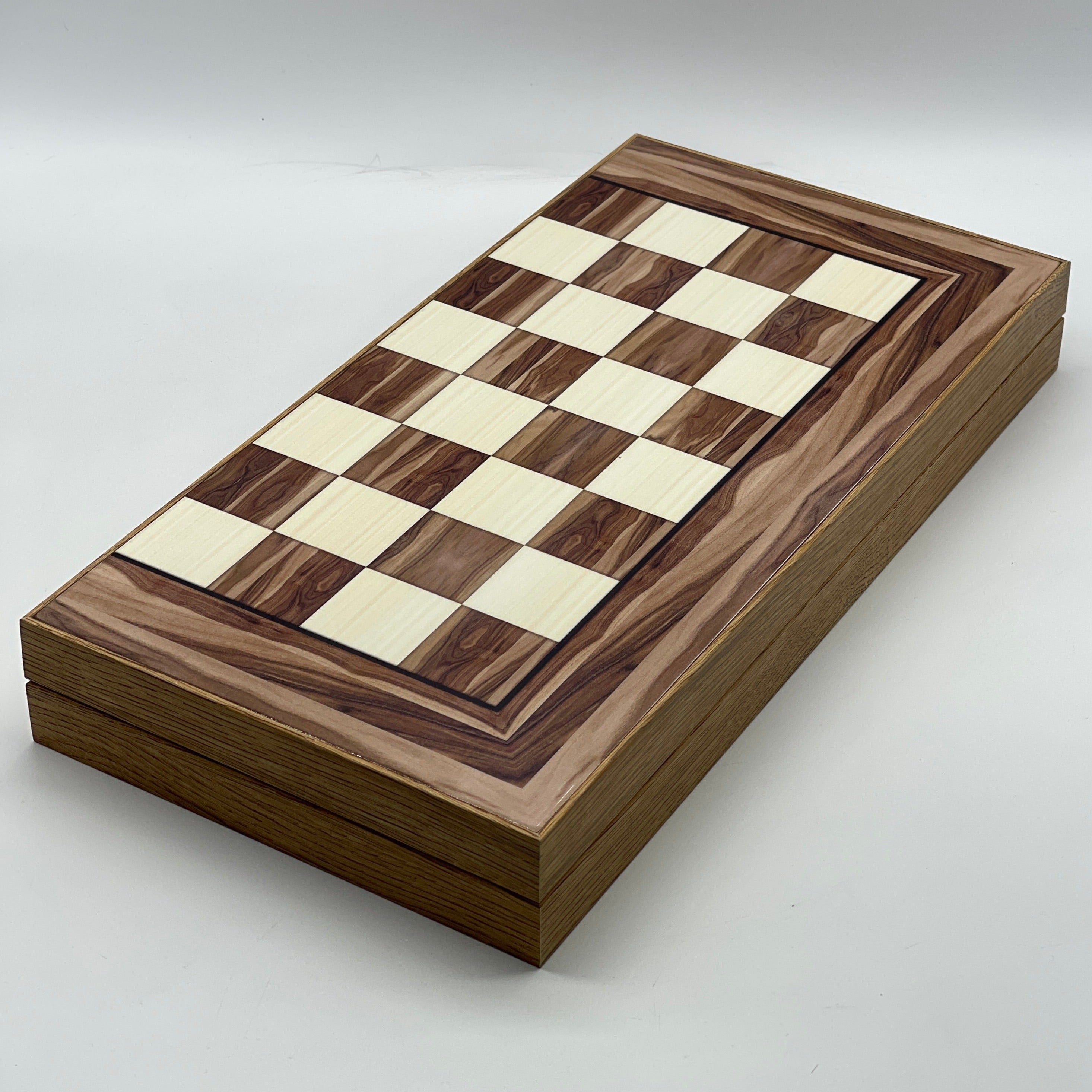 Handmade Brown Pattern Backgammon Set And Polyester Crusaders Chess Pieces