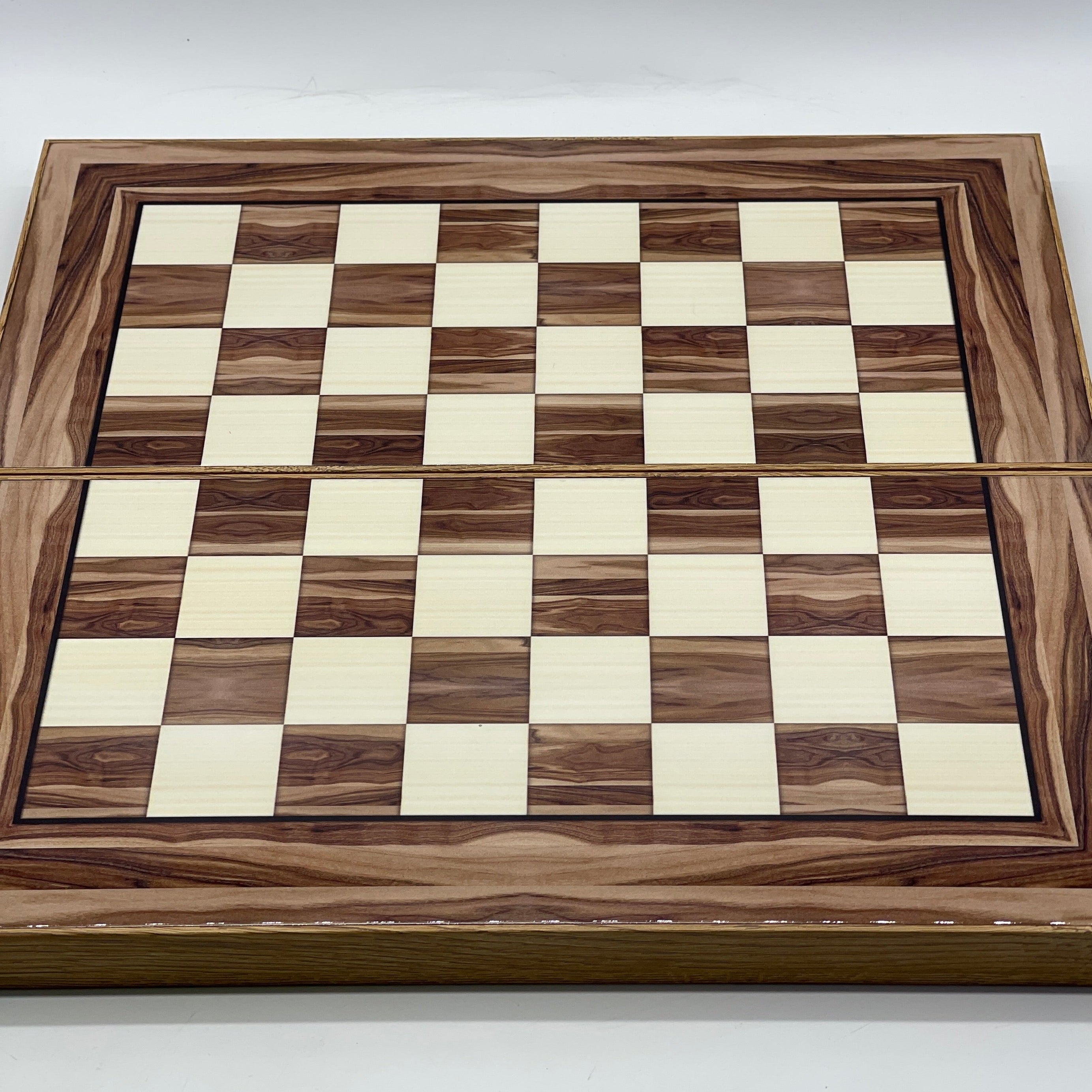 Handmade Brown Pattern Backgammon Set and Polyester Crusaders Chess Pieces