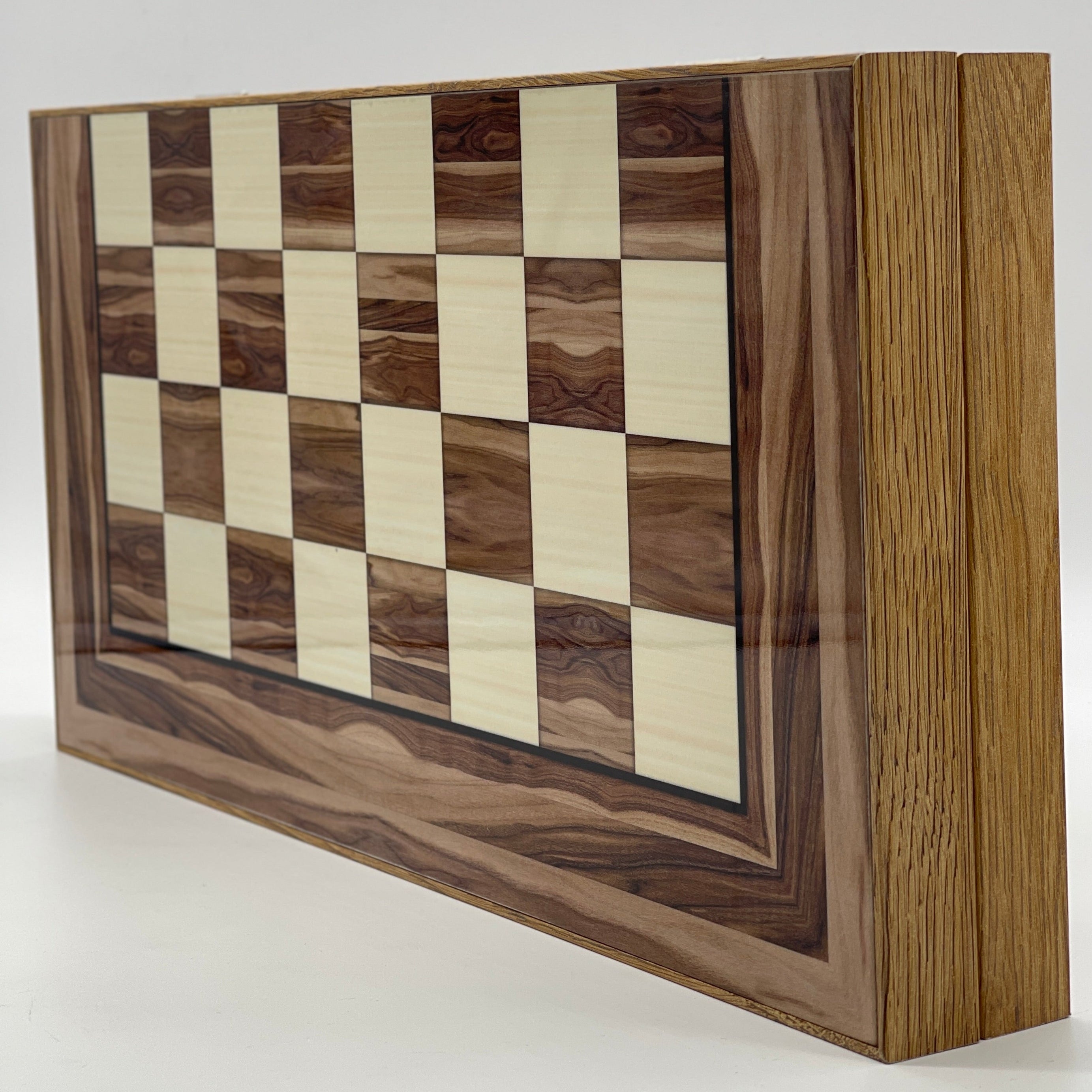 Handmade Brown Pattern Backgammon Set And Classic Wooden Chess Pieces