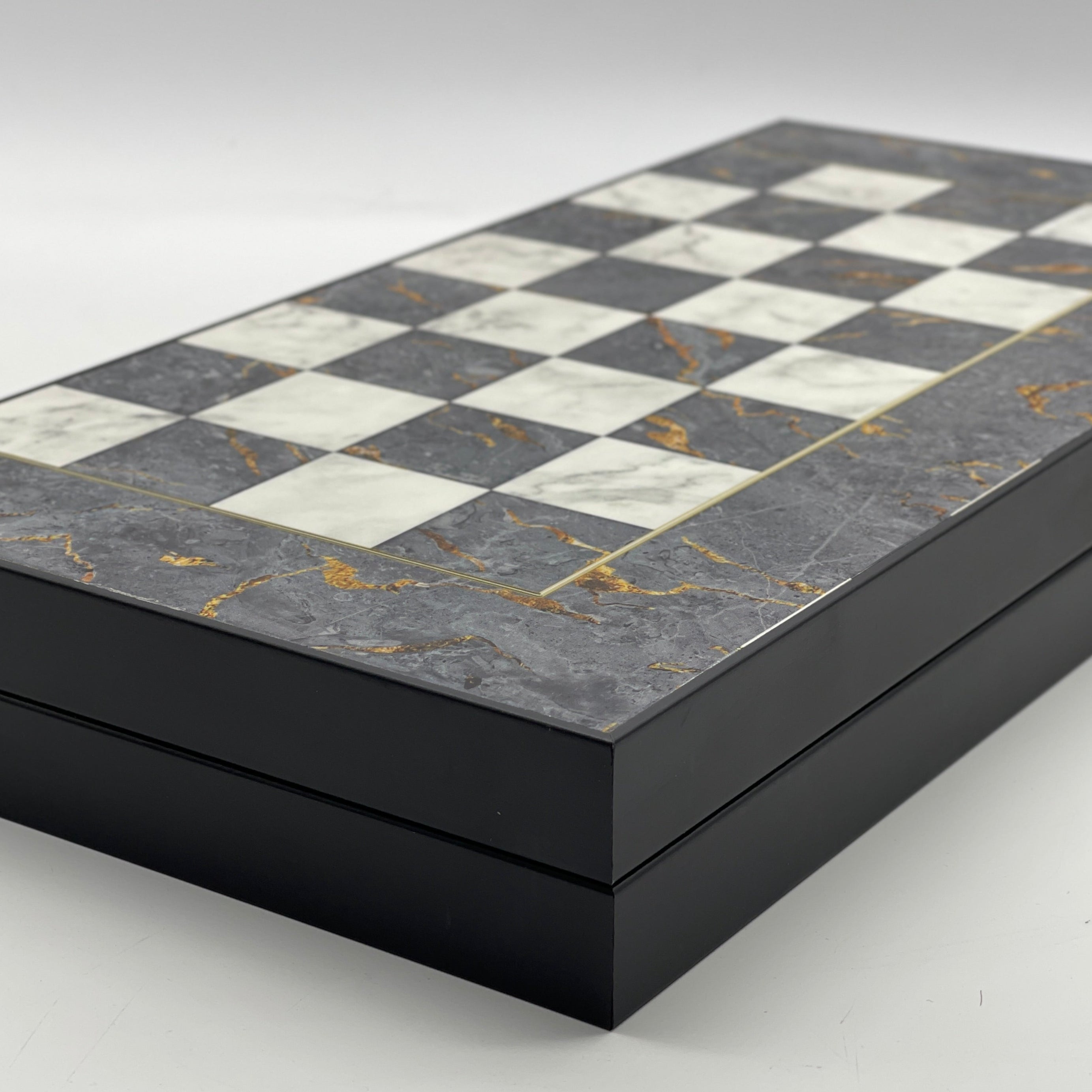 Handmade Gray Pattern Backgammon Set With Polyester Egyptian Chess Pieces