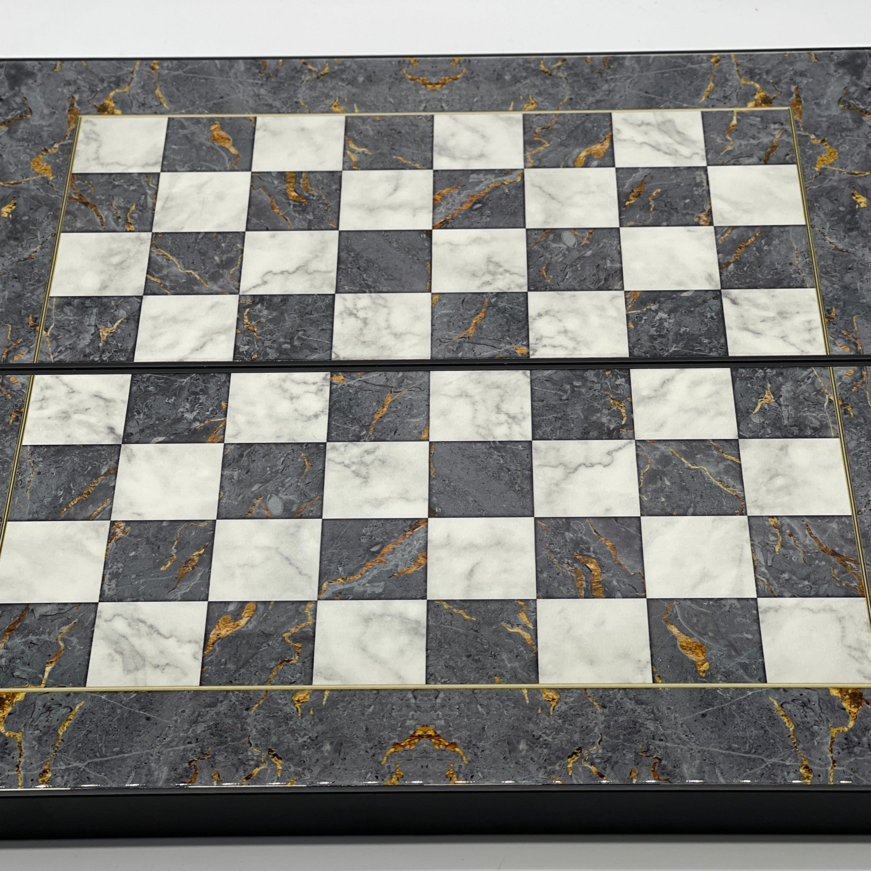 Handmade Gray Pattern Backgammon Set With Polyester Egyptian Chess Pieces