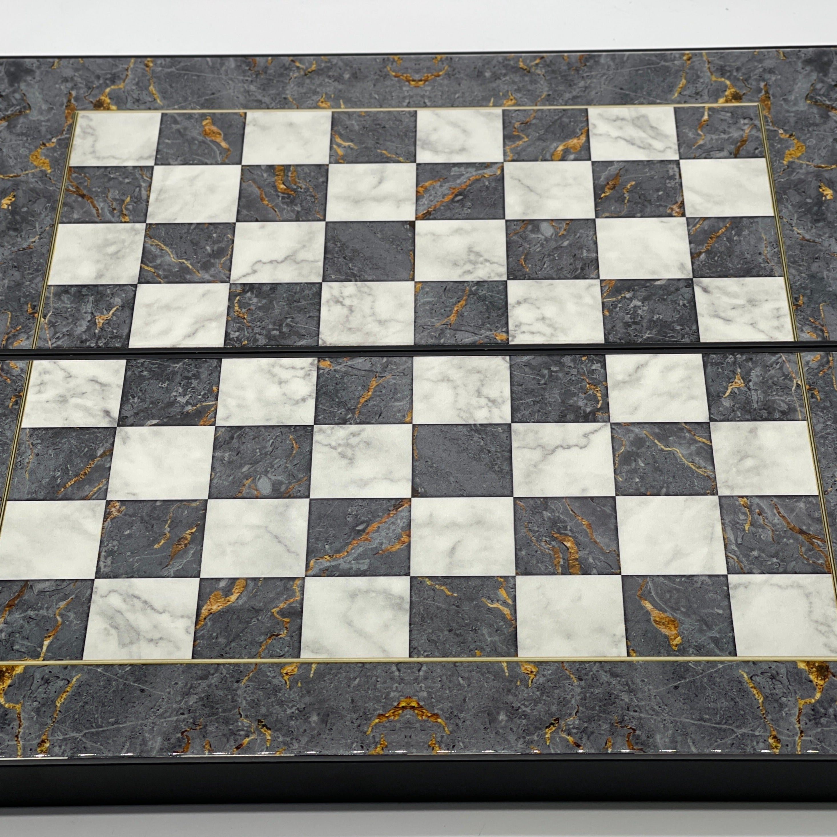 Handmade Gray Pattern Backgammon Set With Polyester Egyptian Chess Pieces