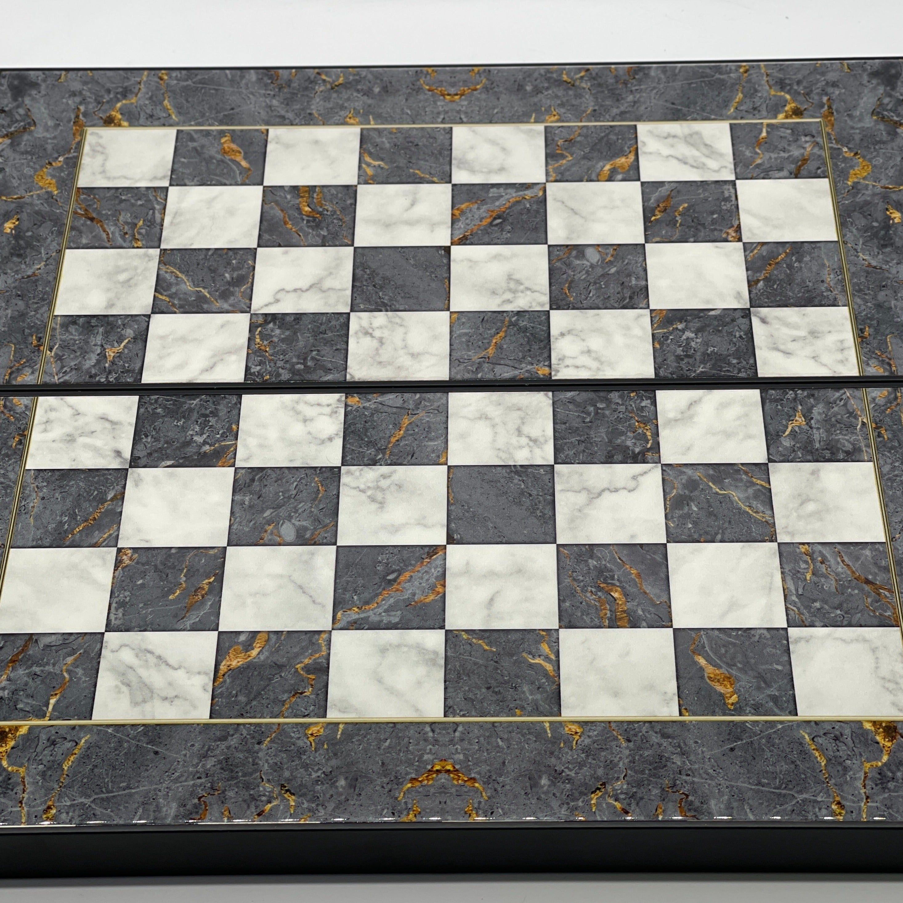 Handmade Gray Pattern Backgammon Set With Polyester Zombies Chess Pieces