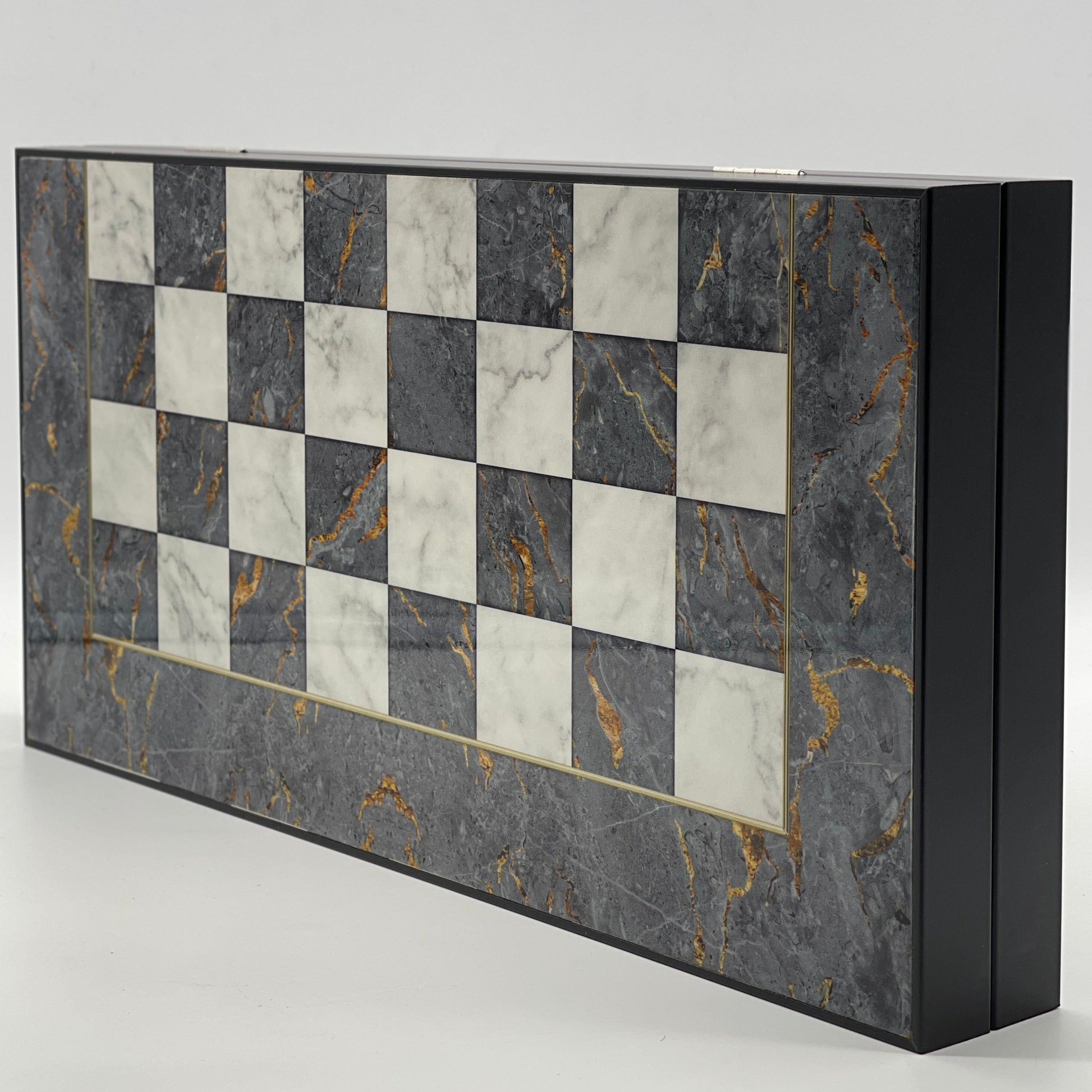 Handmade Gray Pattern Backgammon Set With Polyester Zombies Chess Pieces