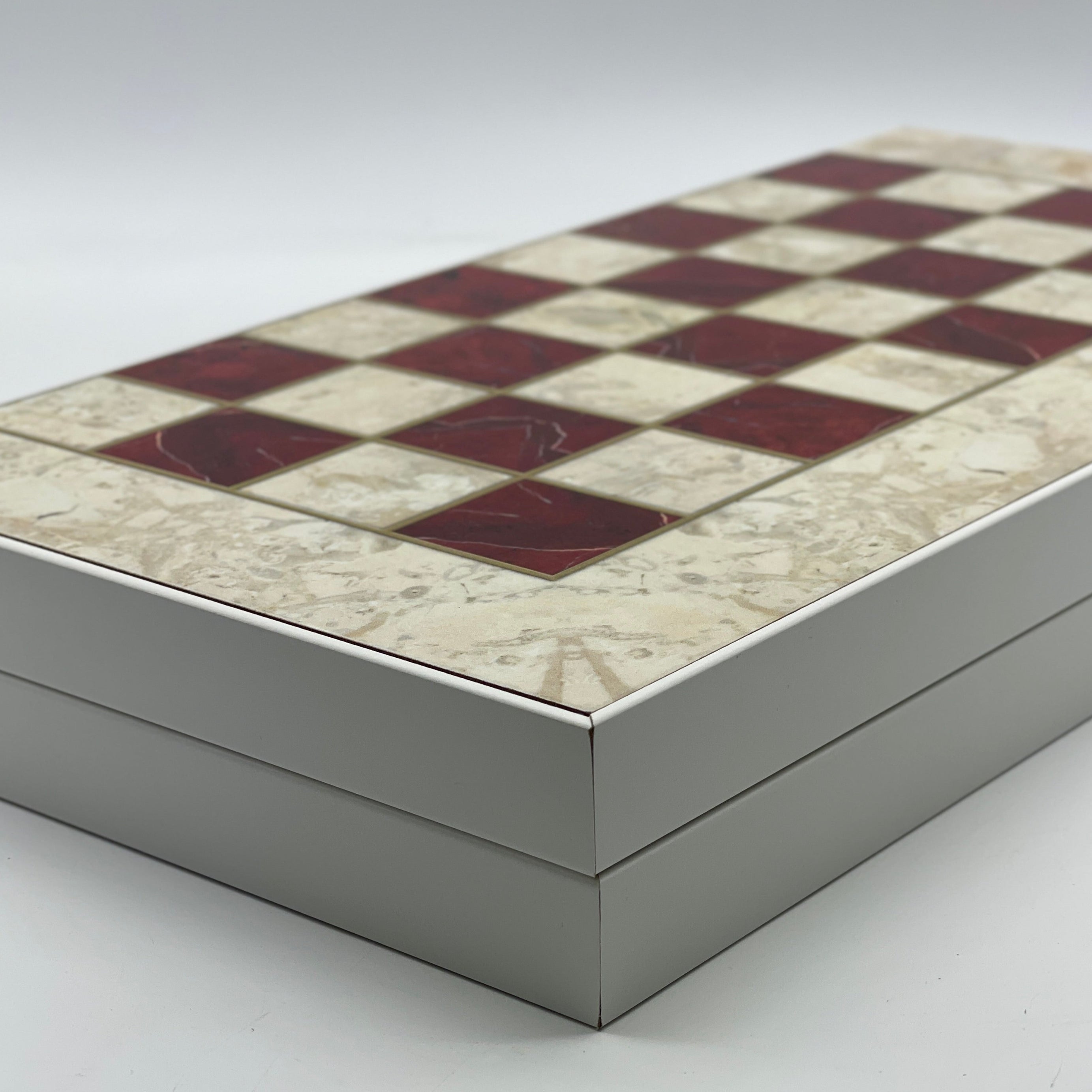 Handmade Red Pattern Backgammon Set With Egyptian Chess Pieces