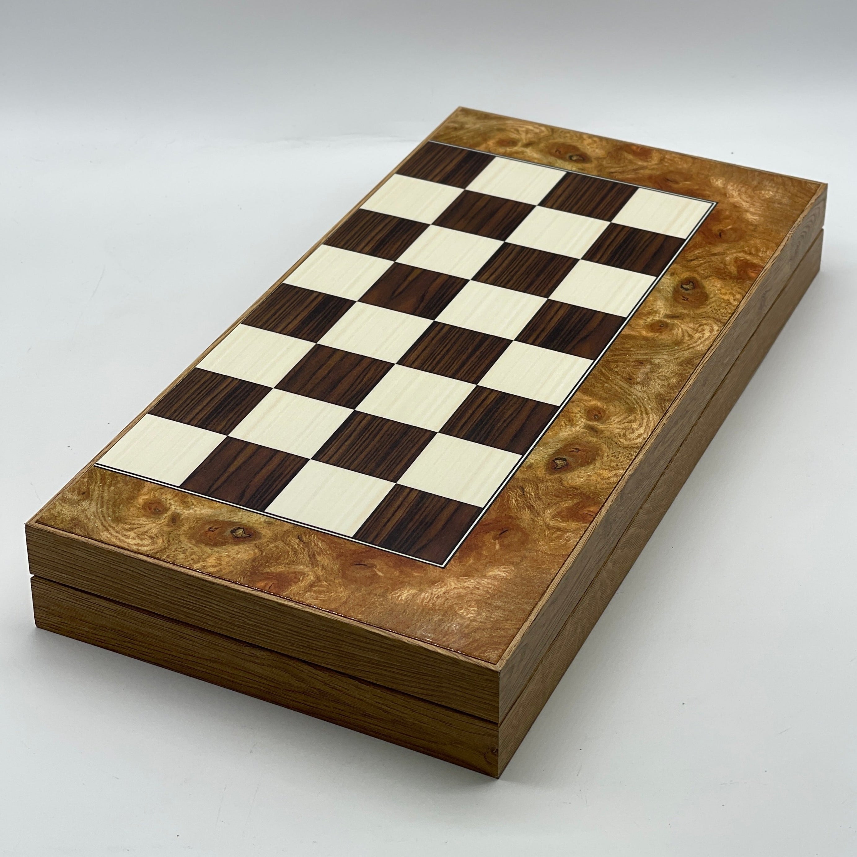 Handmade Walnut Pattern Backgammon Set With Polyester Egyptian Chess Pieces