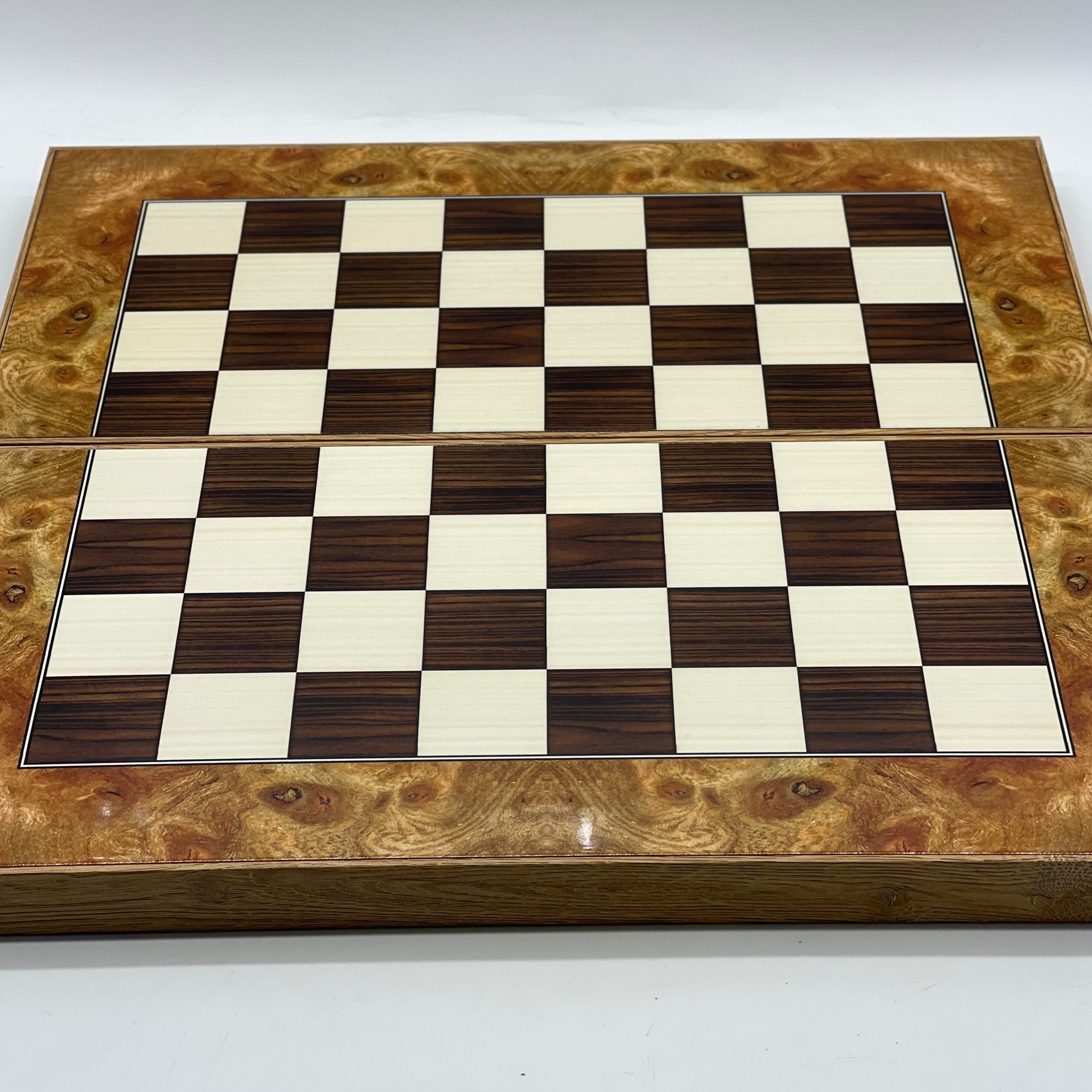 Handmade Walnut Pattern Backgammon Set With Polyester Egyptian Chess Pieces