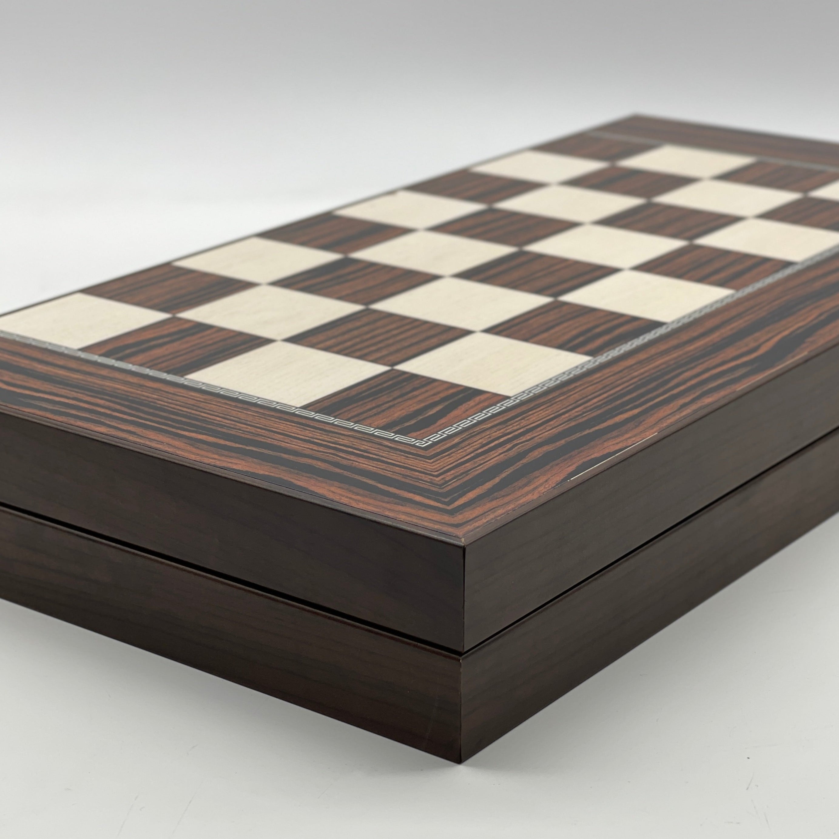Handmade Dark Brown Pattern Backgammon Set With Zombies Chess Pieces