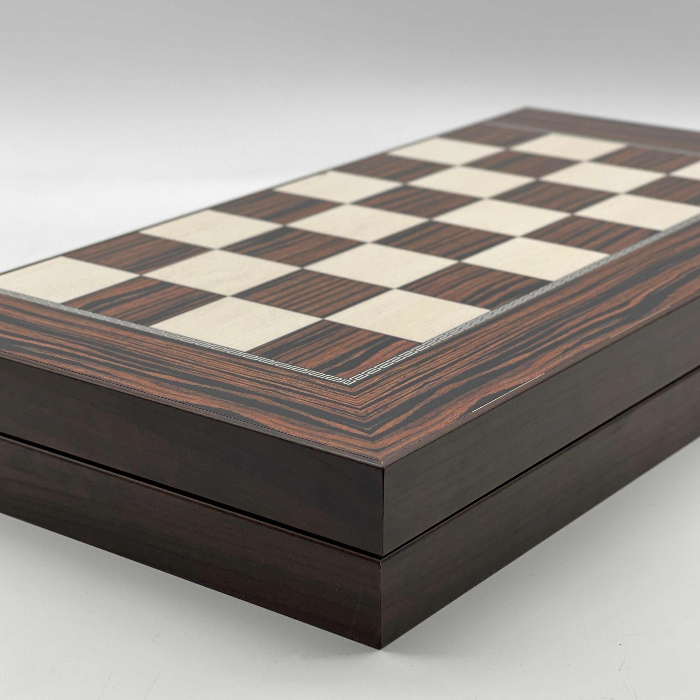 Handmade Dark Brown Pattern Backgammon Set With Egyptian Chess Pieces