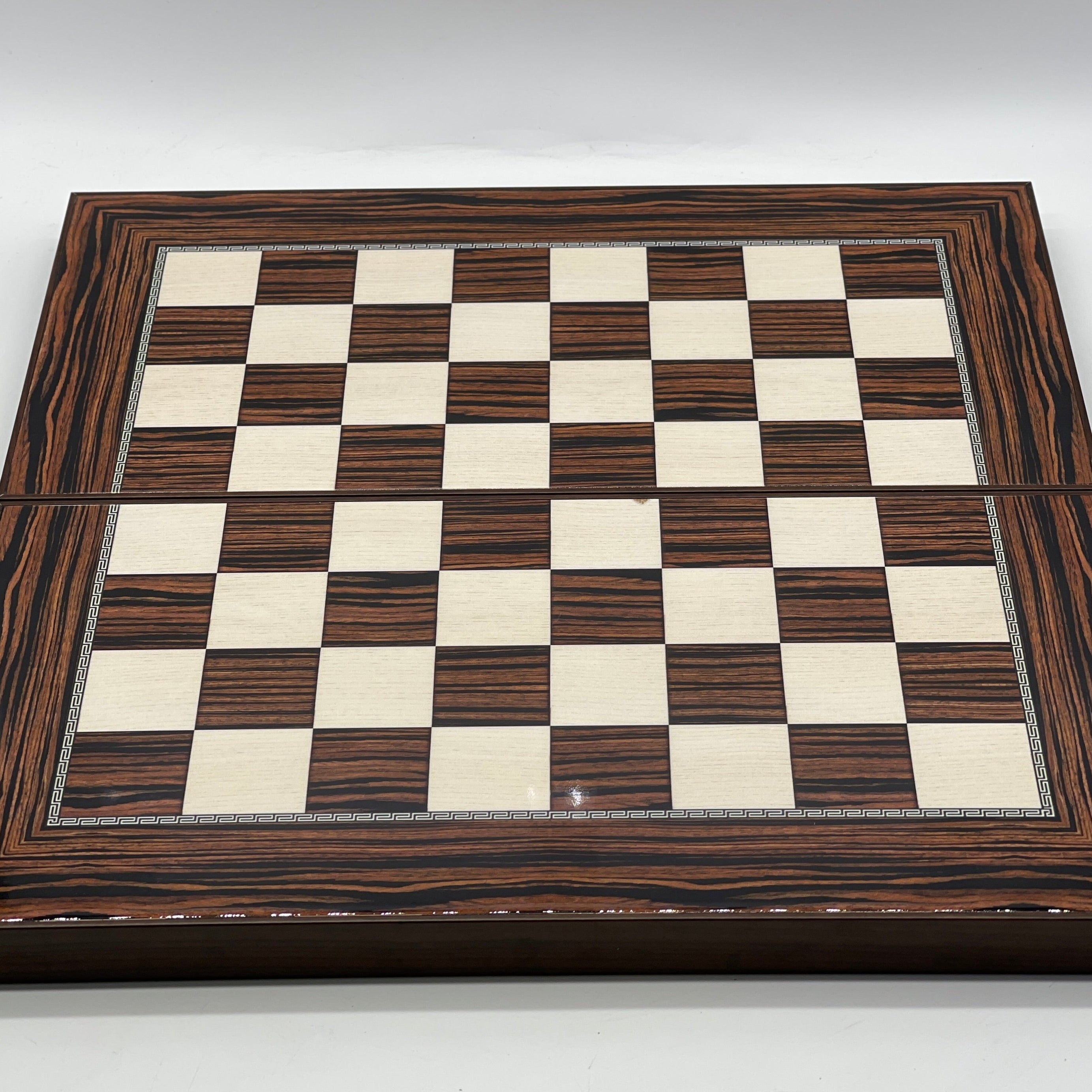 Handmade Dark Brown Pattern Backgammon Set With Zombies Chess Pieces