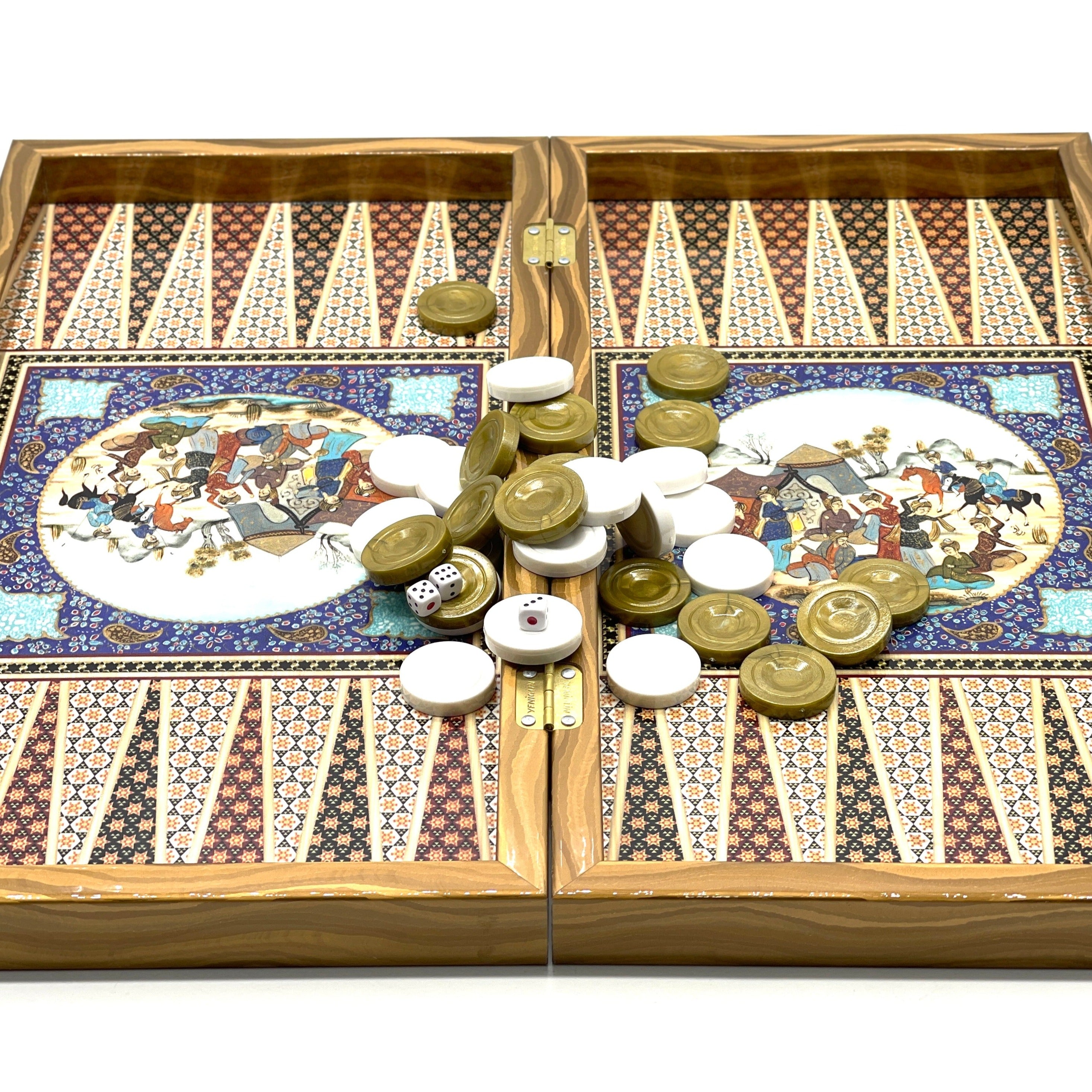Persian Khatam Turkish Backgammon Set With Polyester Zombies Chess Pieces