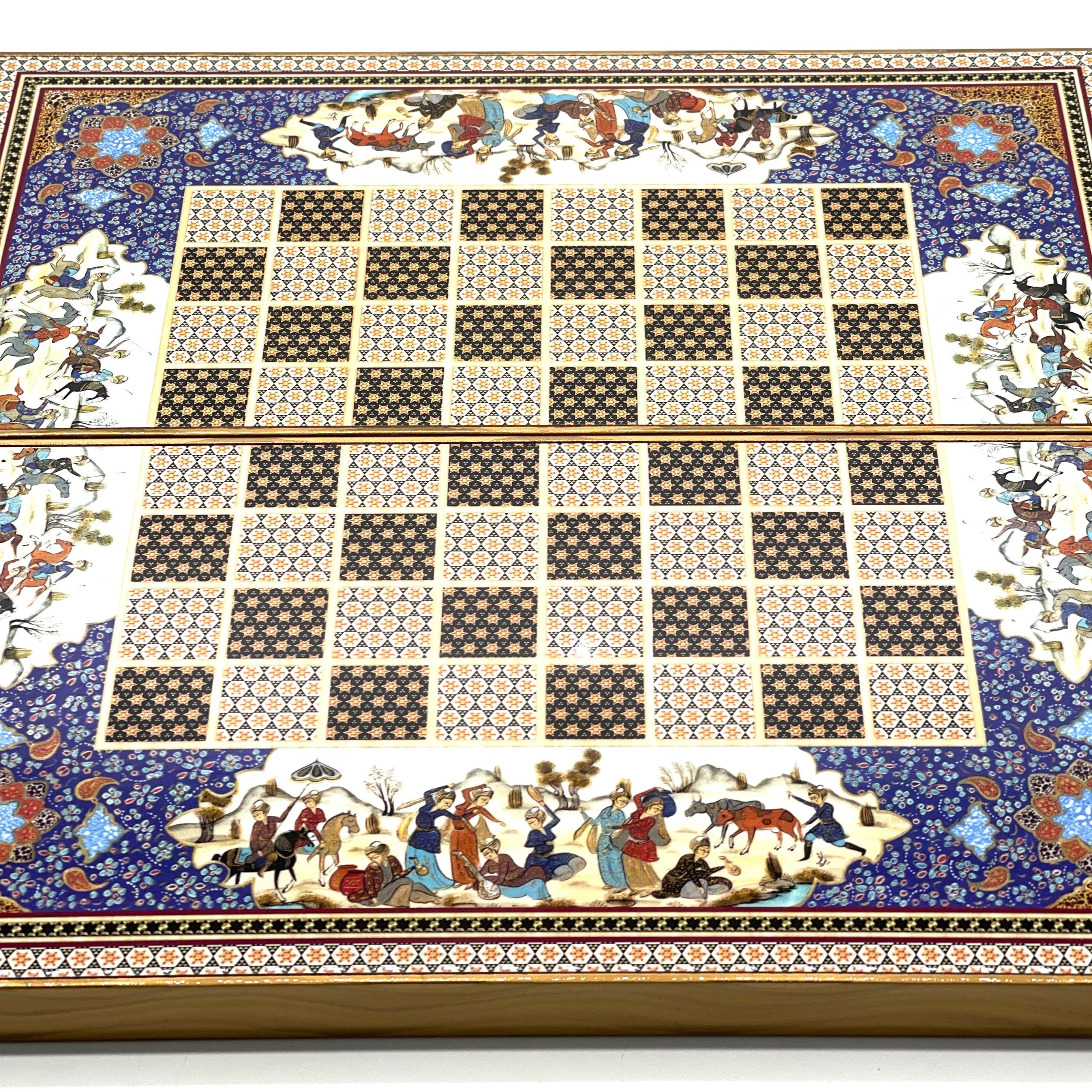 Persian Khatam Turkish Backgammon Set With Polyester Zombies Chess Pieces