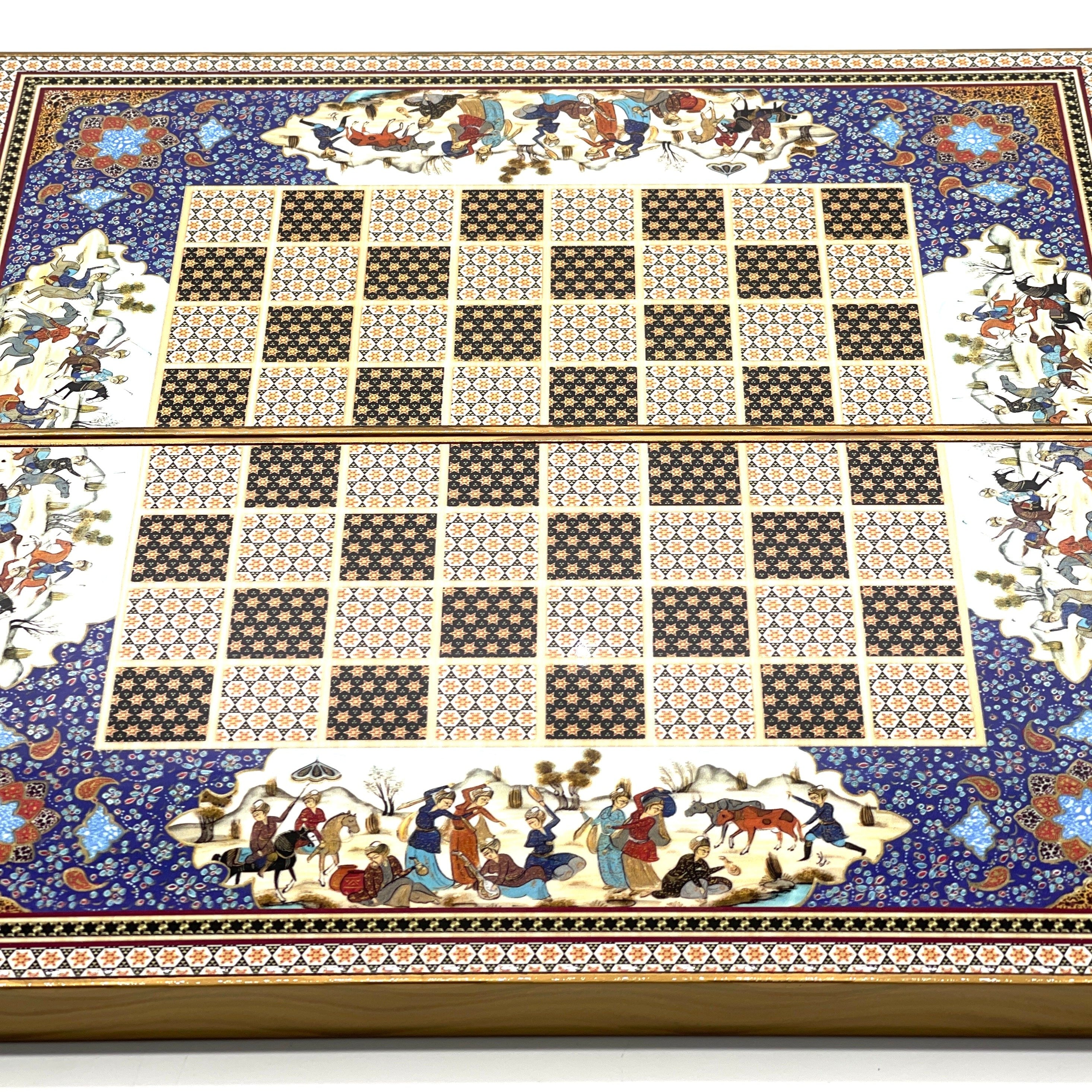 Persian Khatam Turkish Backgammon Set With Polyester Zombies Chess Pieces