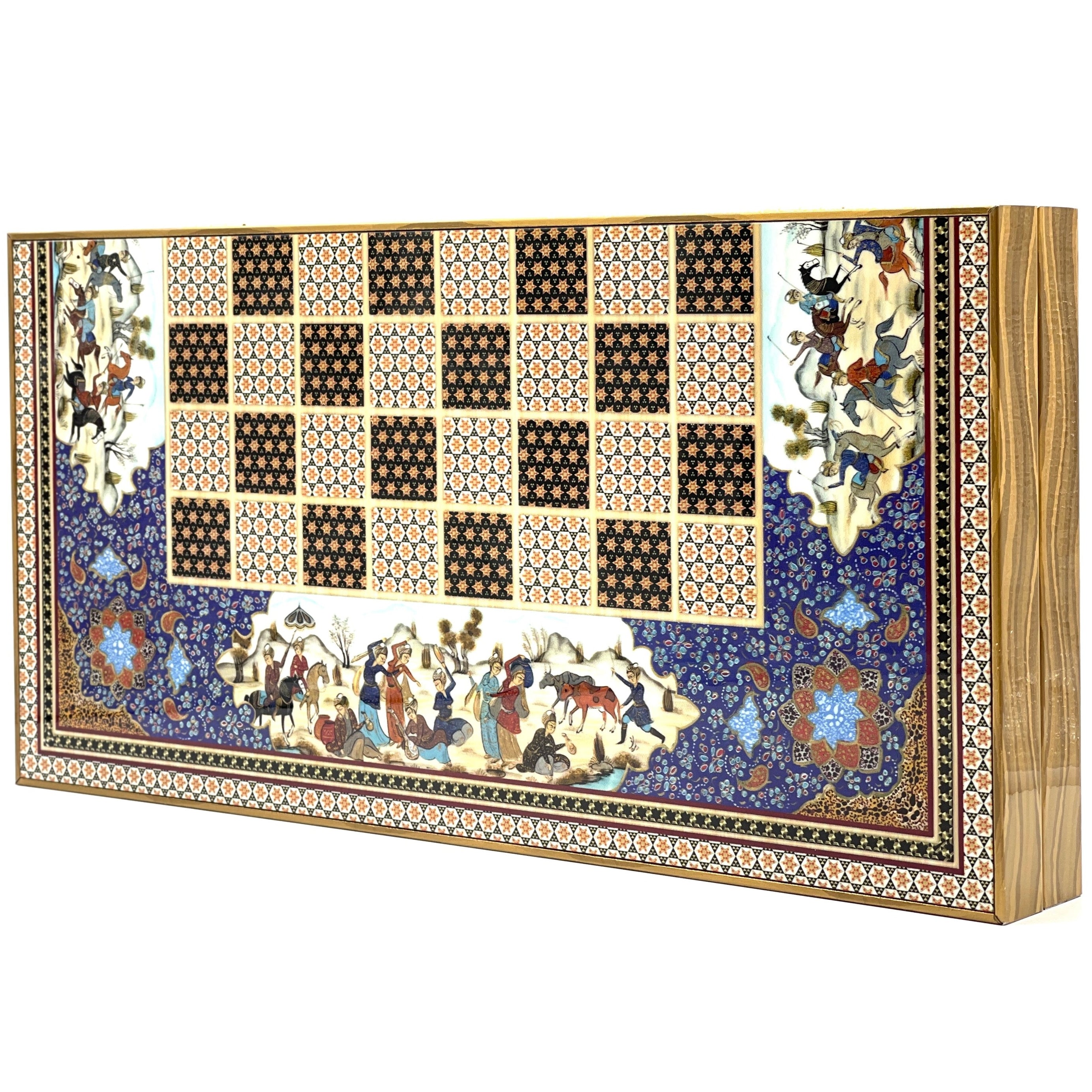 Persian Khatam Turkish Backgammon Set With Polyester Zombies Chess Pieces