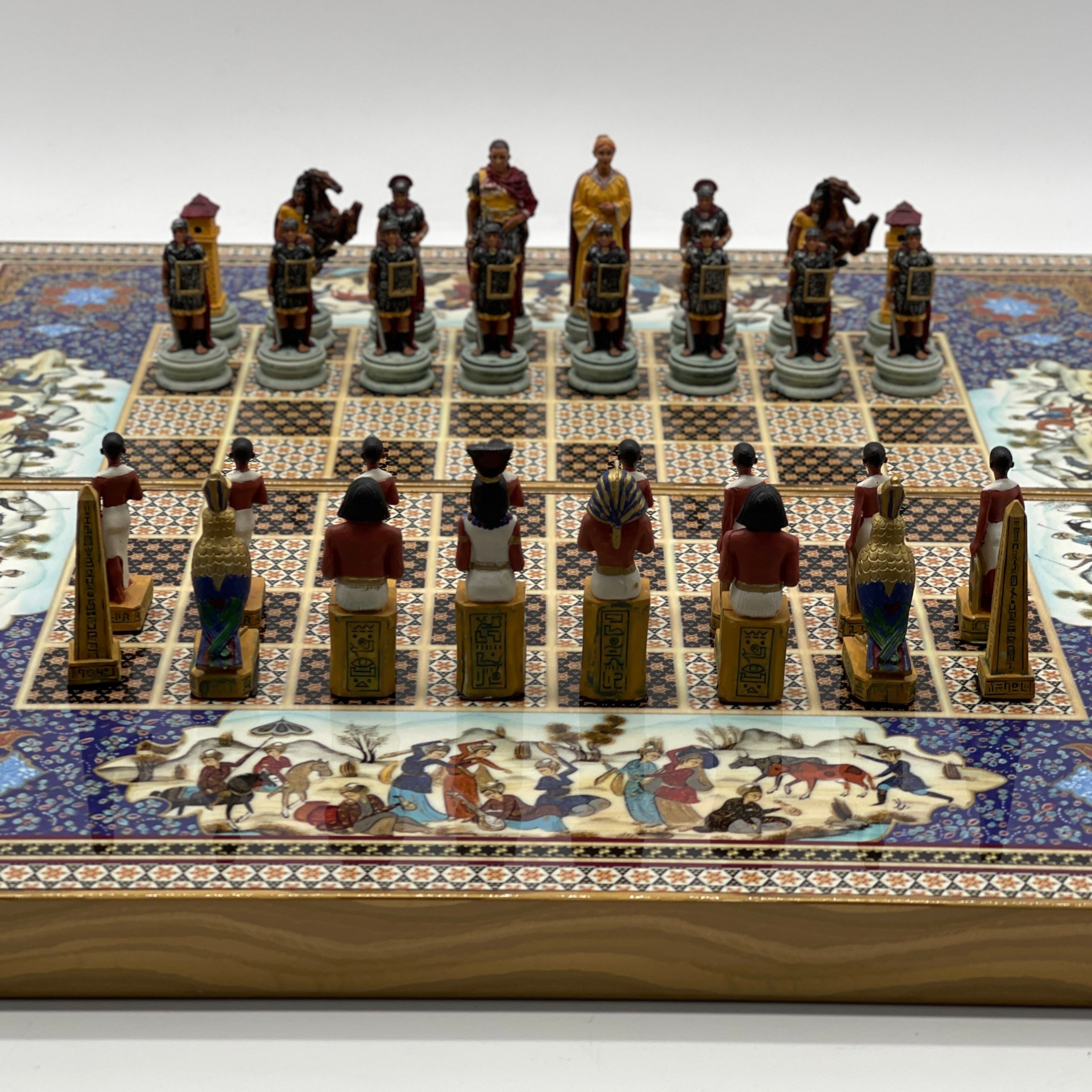 Persian Khatam Turkish Backgammon Set With Polyester Egyptian Chess Pieces