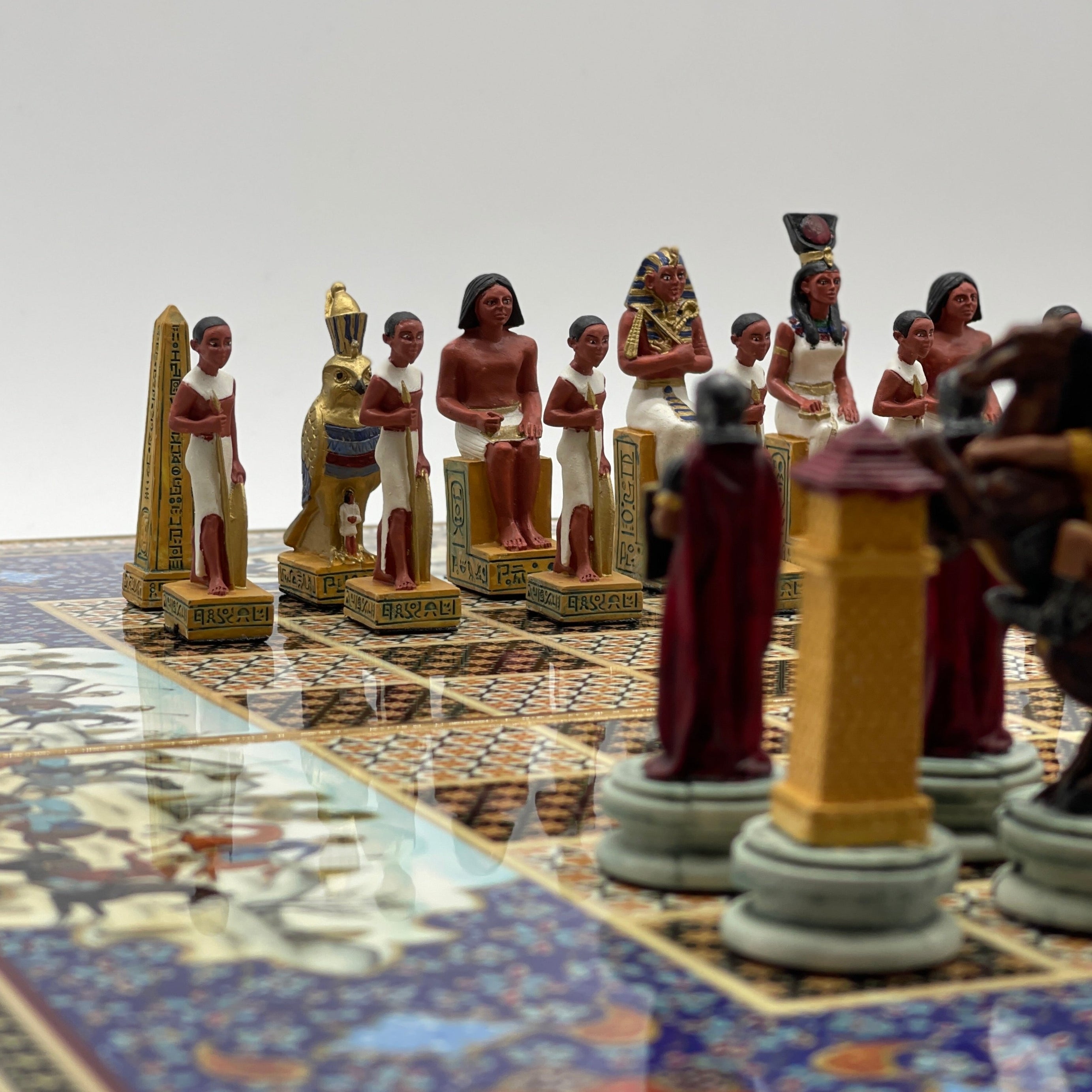 Persian Khatam Turkish Backgammon Set With Polyester Egyptian Chess Pieces