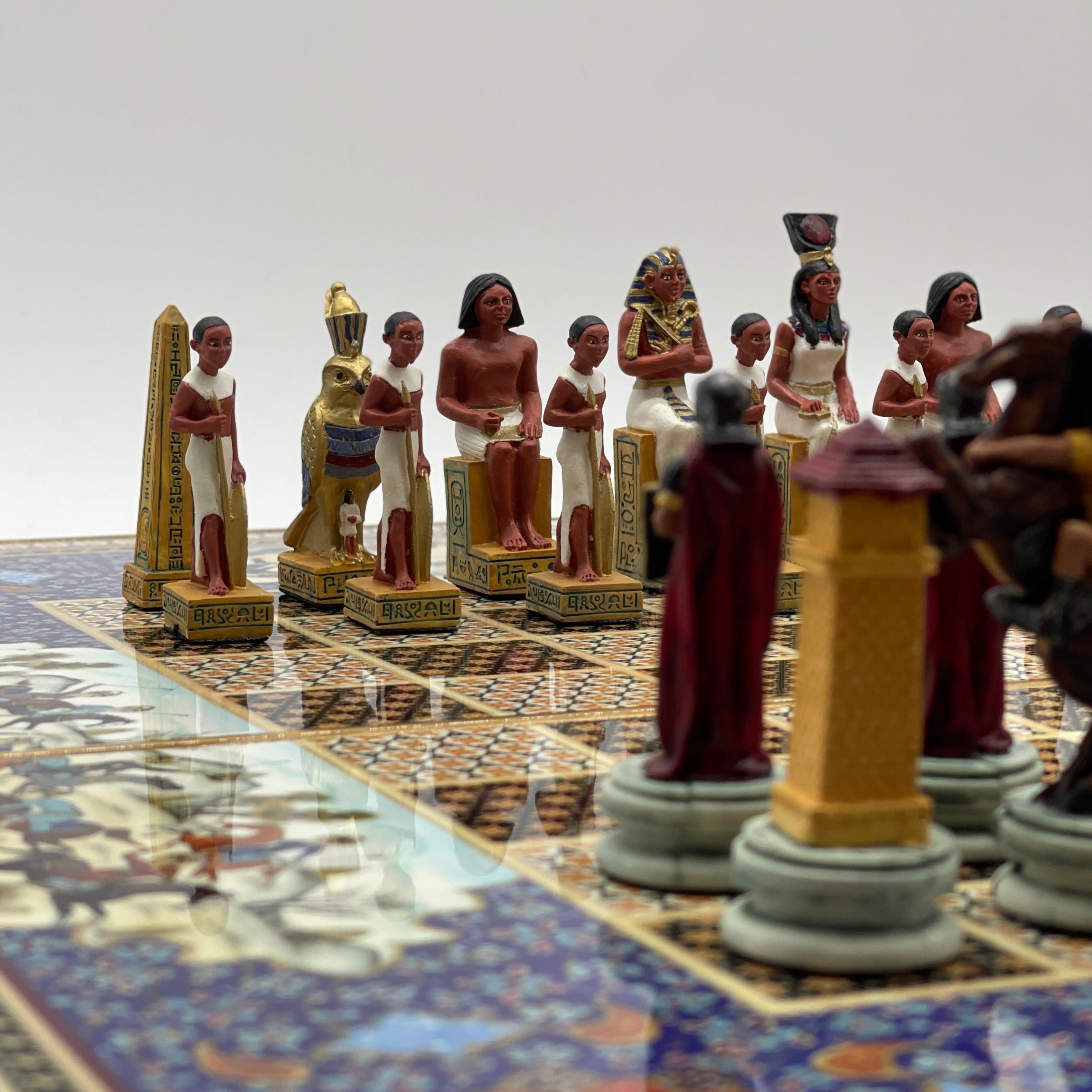 Persian Khatam Turkish Backgammon Set With Polyester Egyptian Chess Pieces