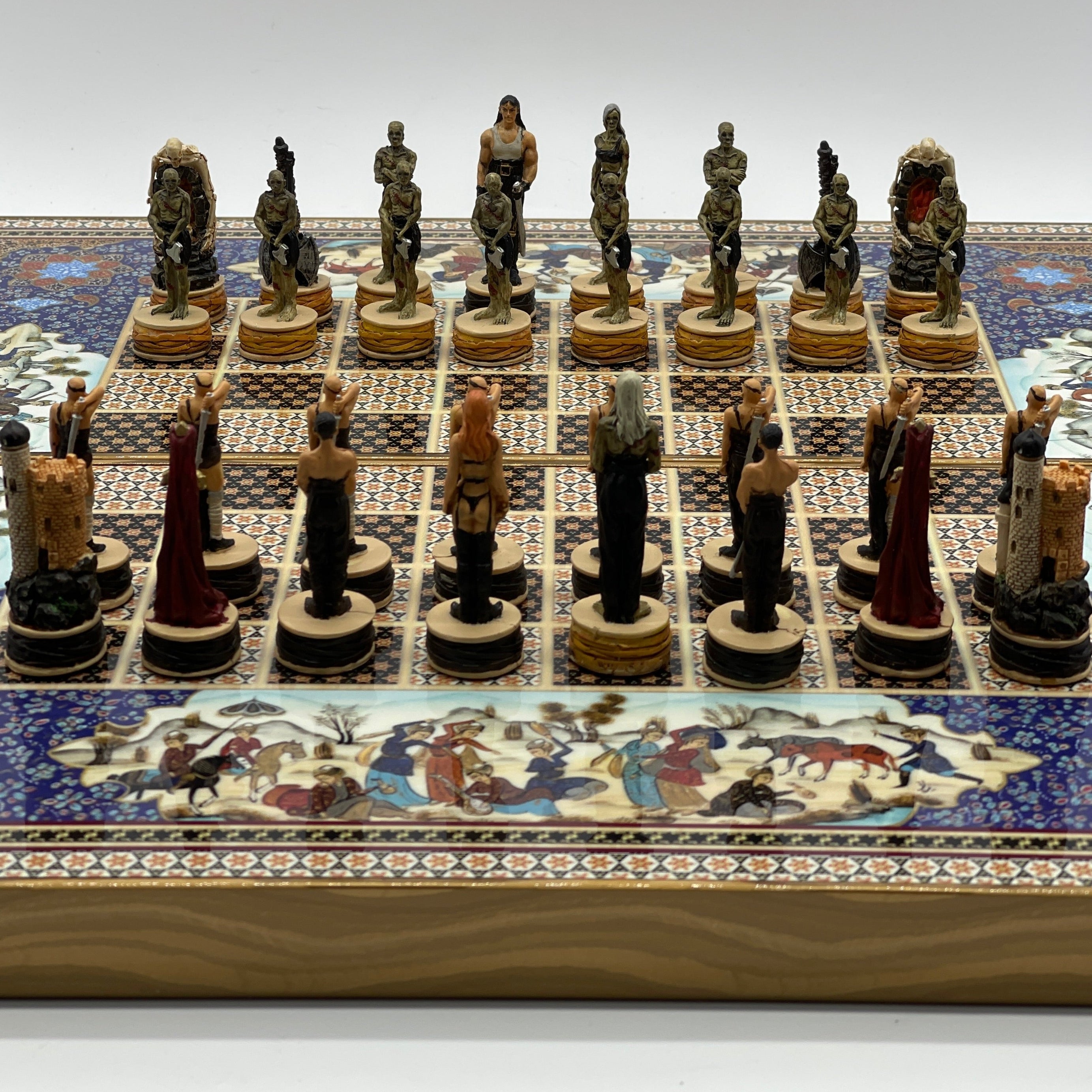 Persian Khatam Turkish Backgammon Set With Polyester Zombies Chess Pieces